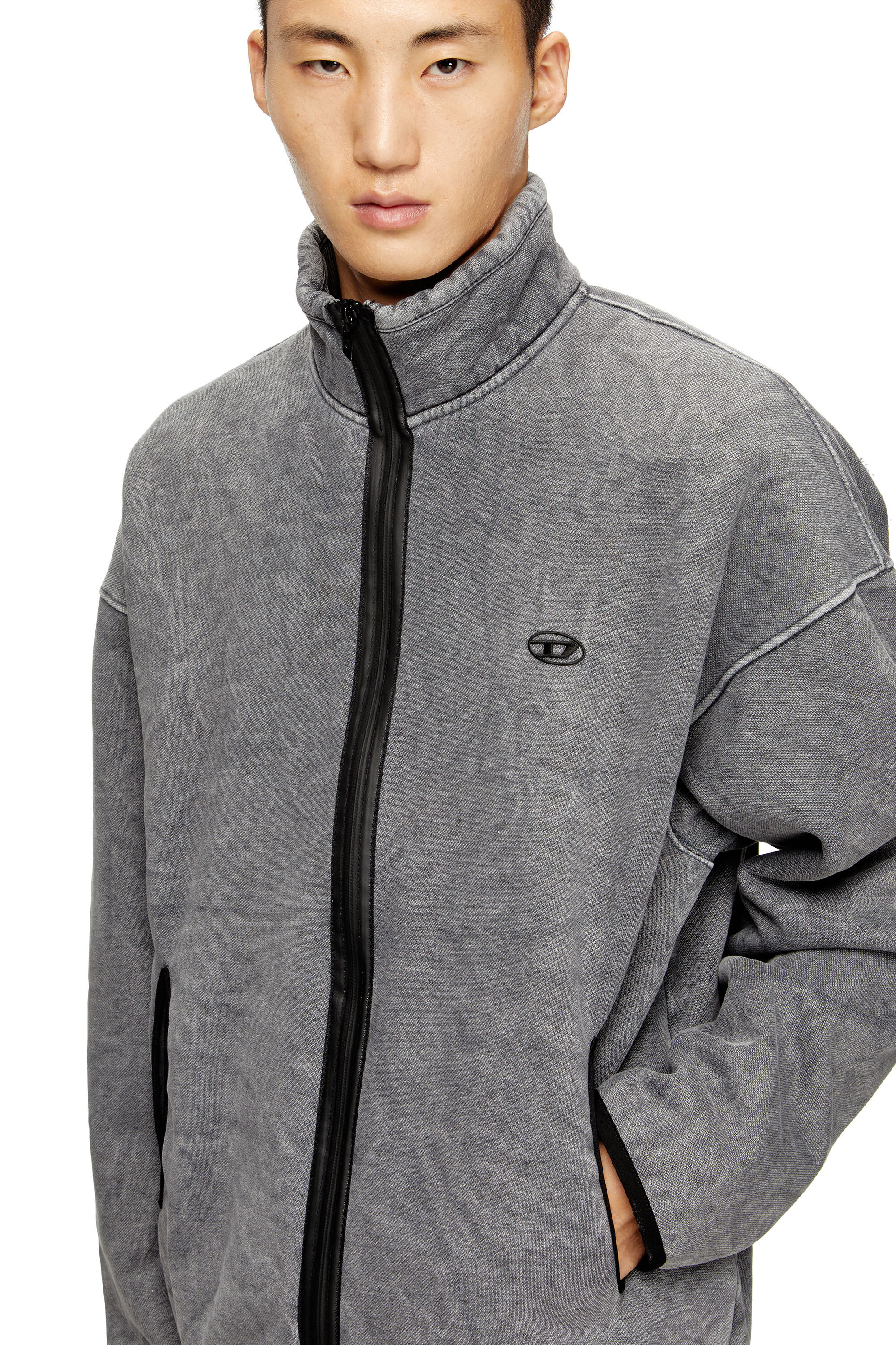 Diesel - S-BATY-NEW, Herren Sweatshirt mit Reißverschluss und Innenfutter in Grau - 5
