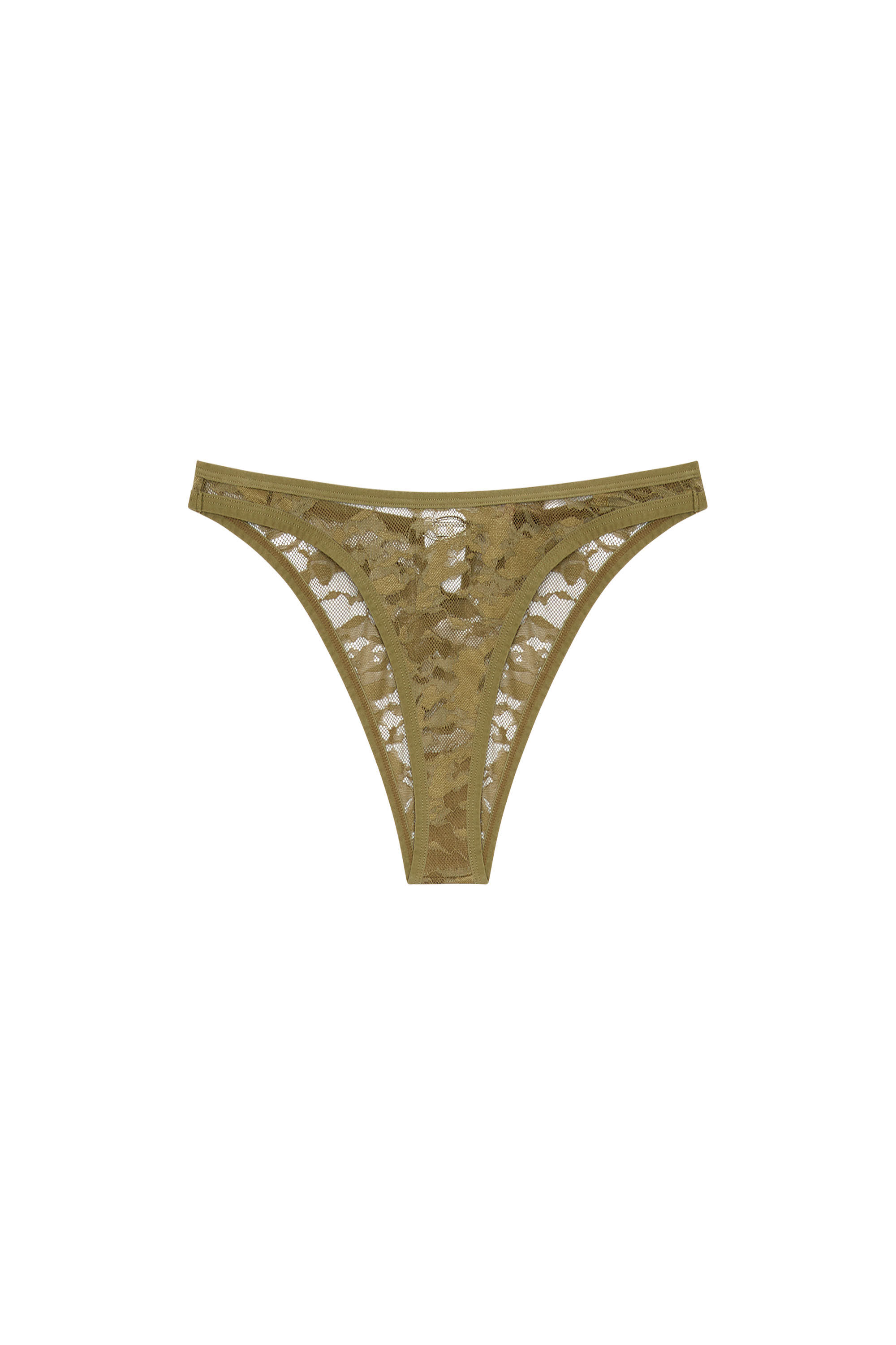 Diesel - UFPN-D-OVAL-PUNCHY-BRIEF, Damen Camouflage-Spitzen-Briefs mit Oval D-Plakette in Armeegrün - 2