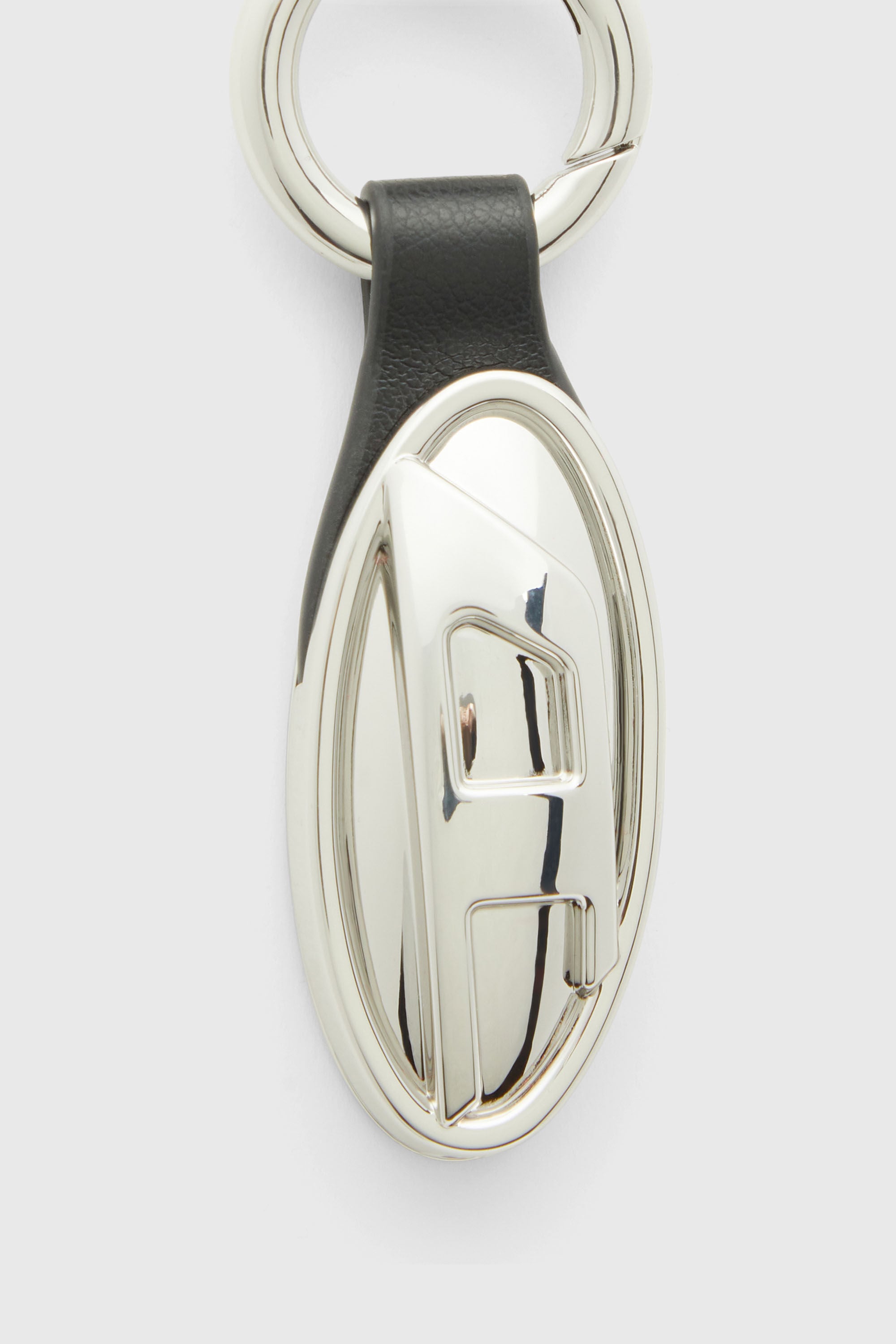 Diesel - GRAB-D 2.0 CHARM, Damen Metallschl&uuml;sselanh&auml;nger mit ovaler Plakette in Silber/Schwarz - 3