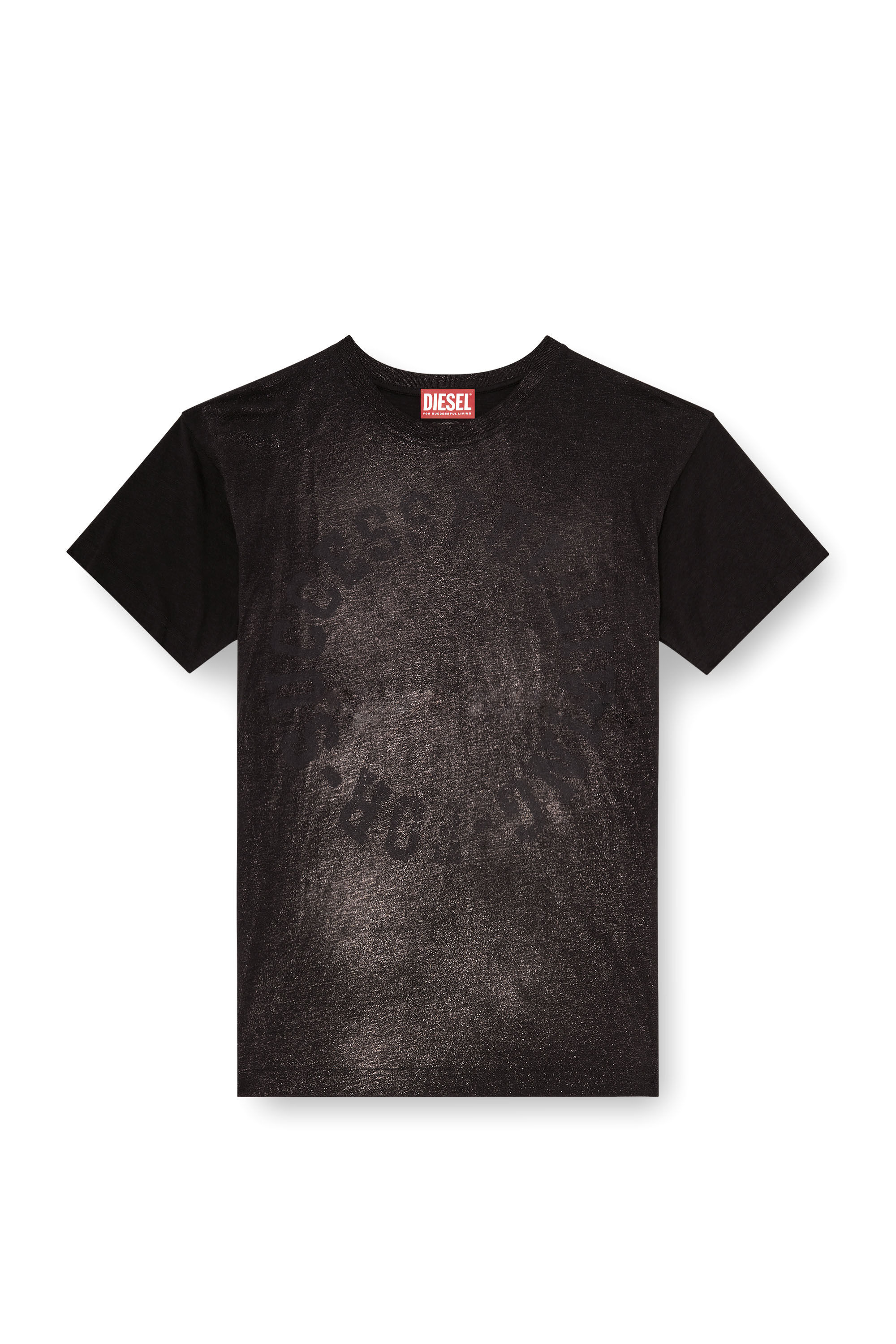 Diesel - T-NORM-AA2, Herren Baumwoll-T-Shirt mit Rundhalsausschnitt und Folienprint in Schwarz - 2