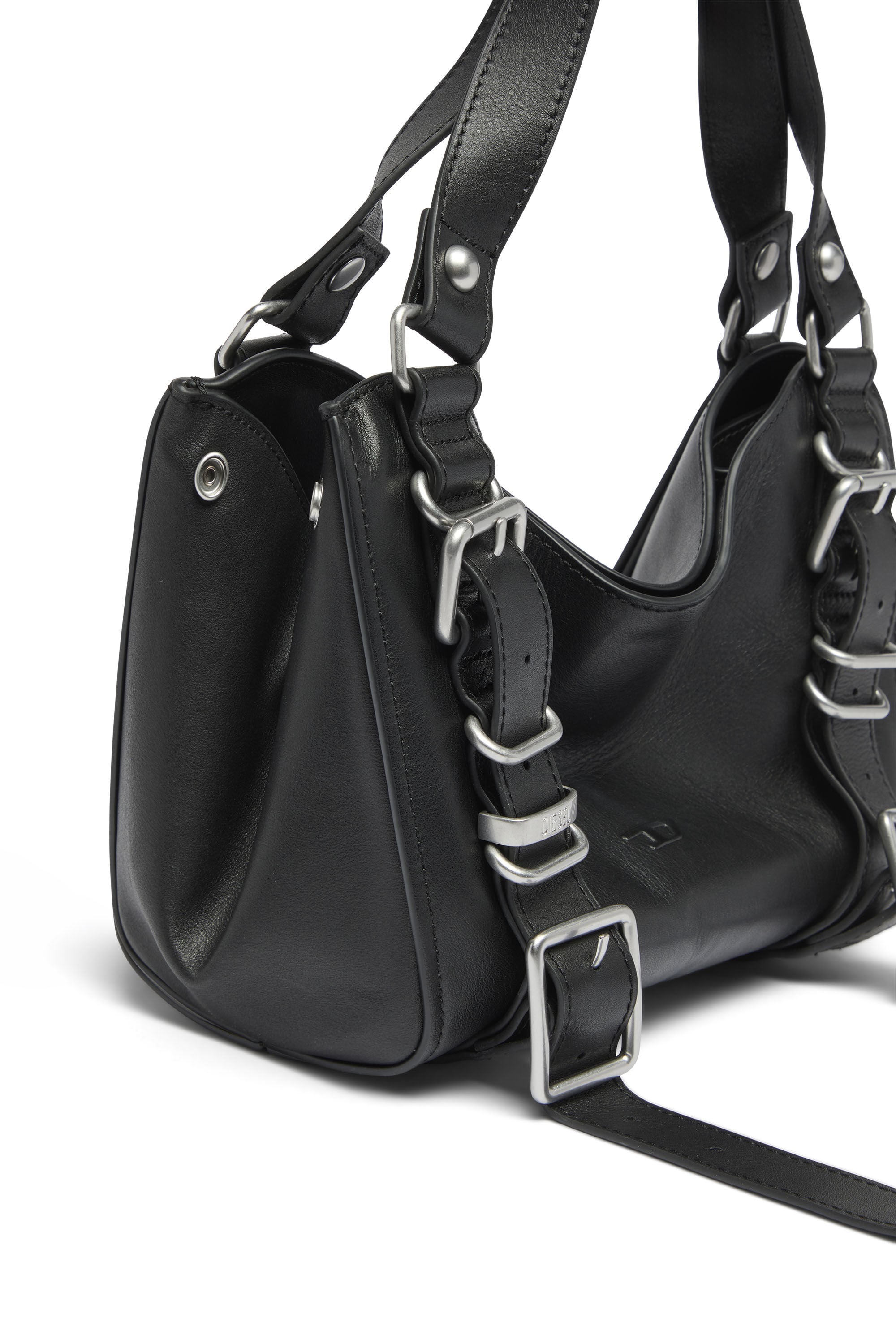 Diesel - D-ONE TOPHANDLE S, Damen D-One-Small Henkeltasche aus behandeltem Leder in Schwarz - 6