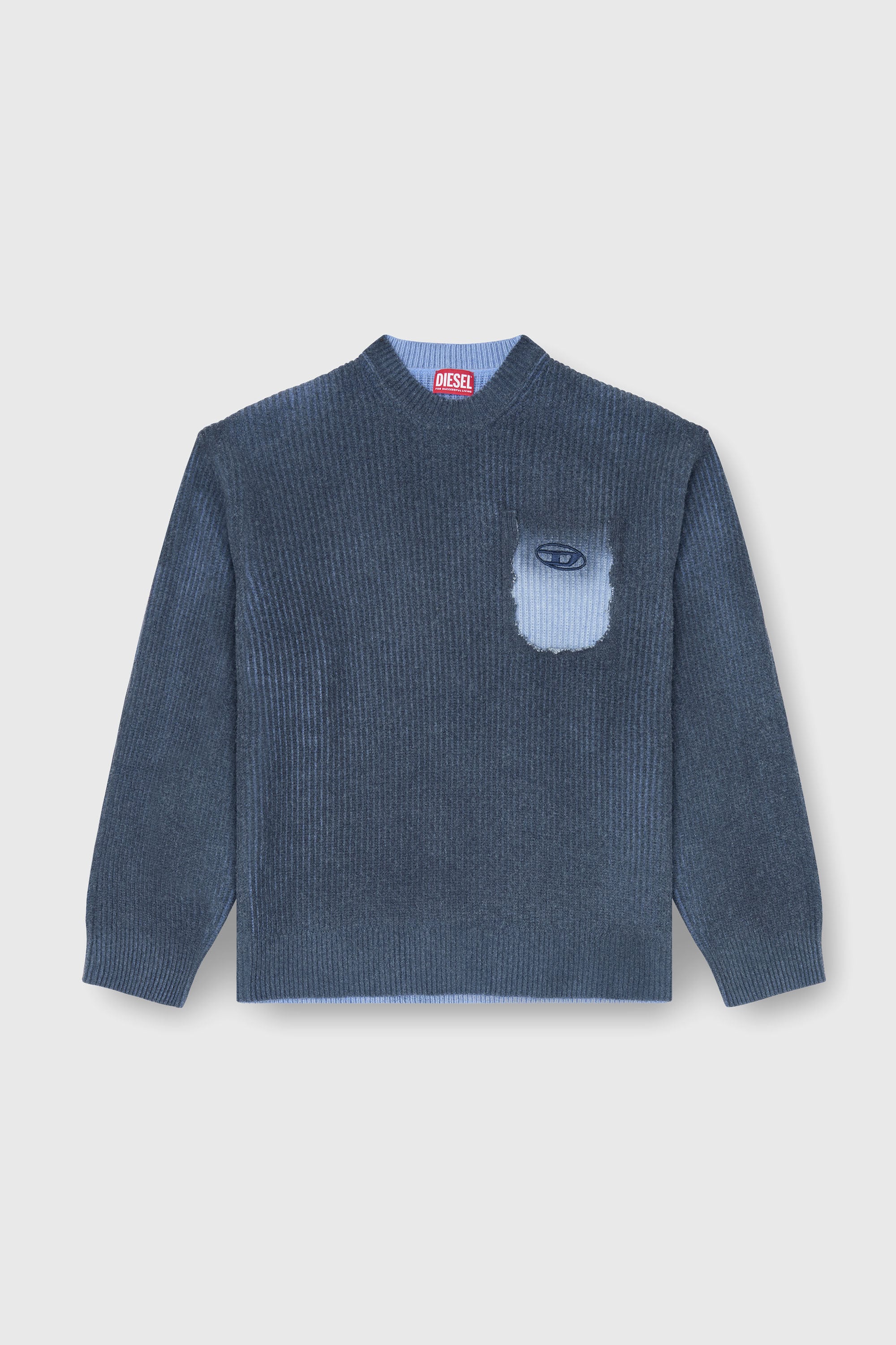 Diesel - K-PICKLER, Herren Pullover aus Wollmischung mit Zier-Brusttasche in Dunkelblau - 2