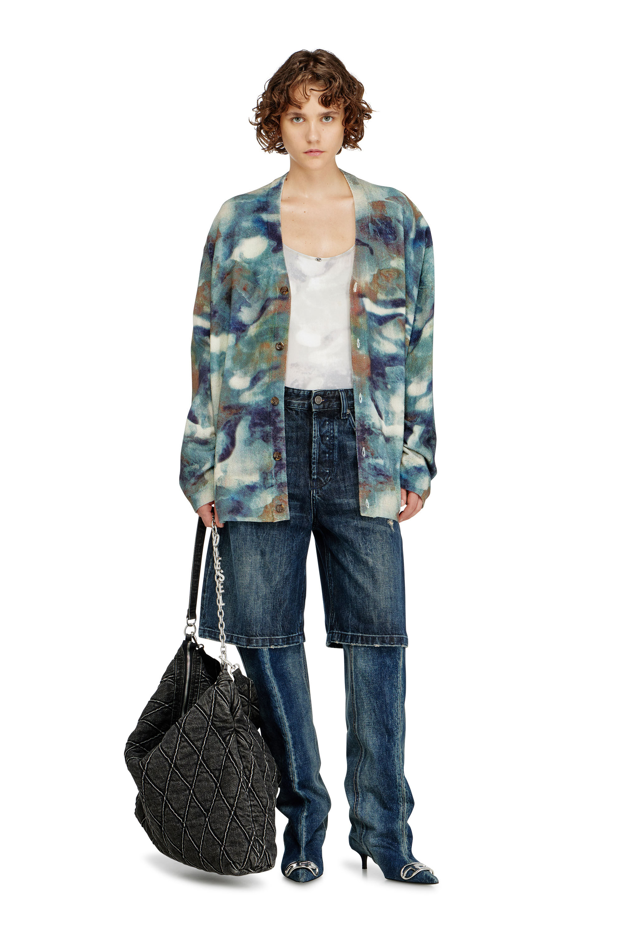 Diesel - ELLA-UTLT, Damen Gerippter Tanga-Badeanzug mit Camouflage-Print in Wei&szlig; - 5