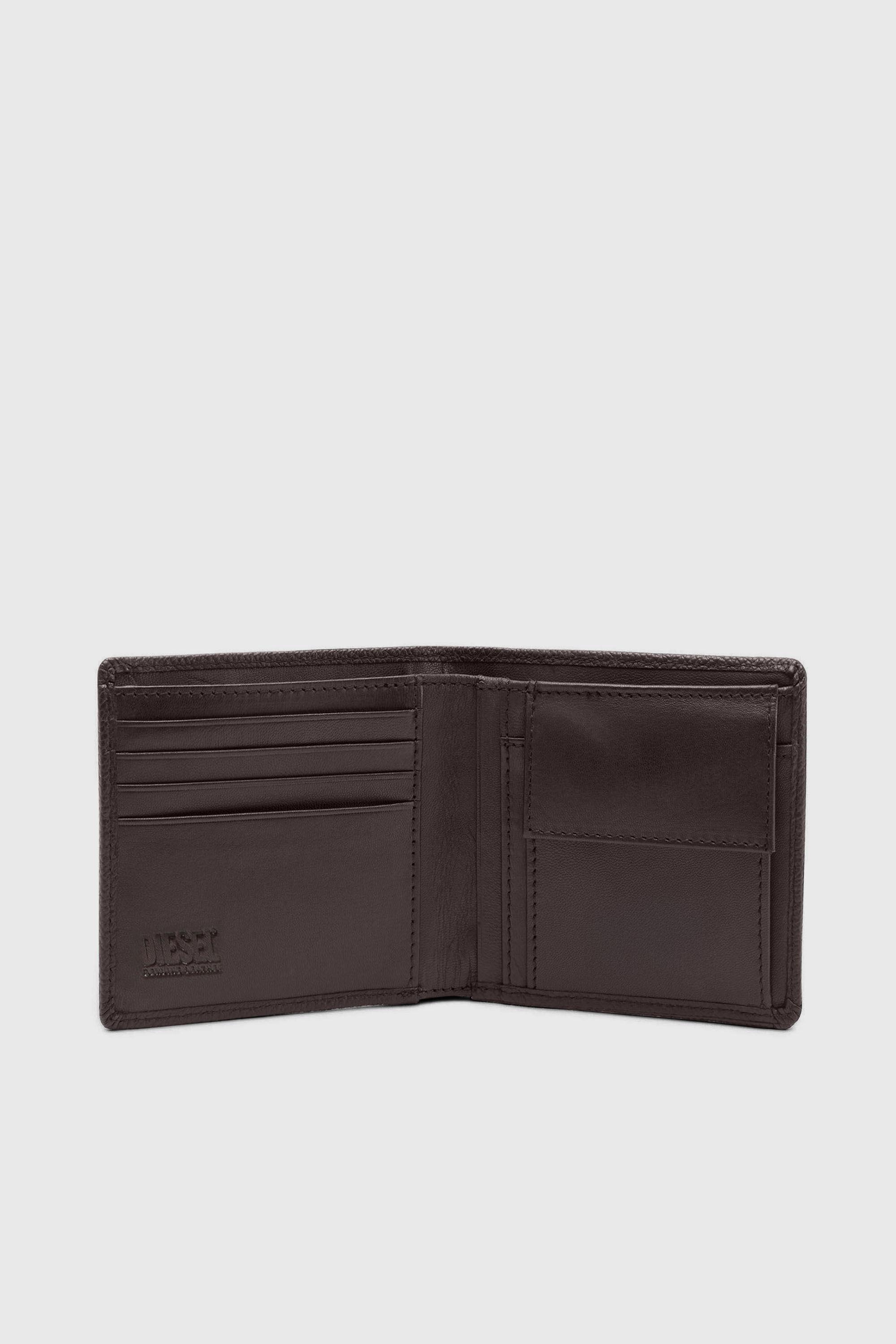 Diesel - BI FOLD COIN S, Herren Faltportemonnaie aus genarbtem Leder in Dunkelbraun - 3
