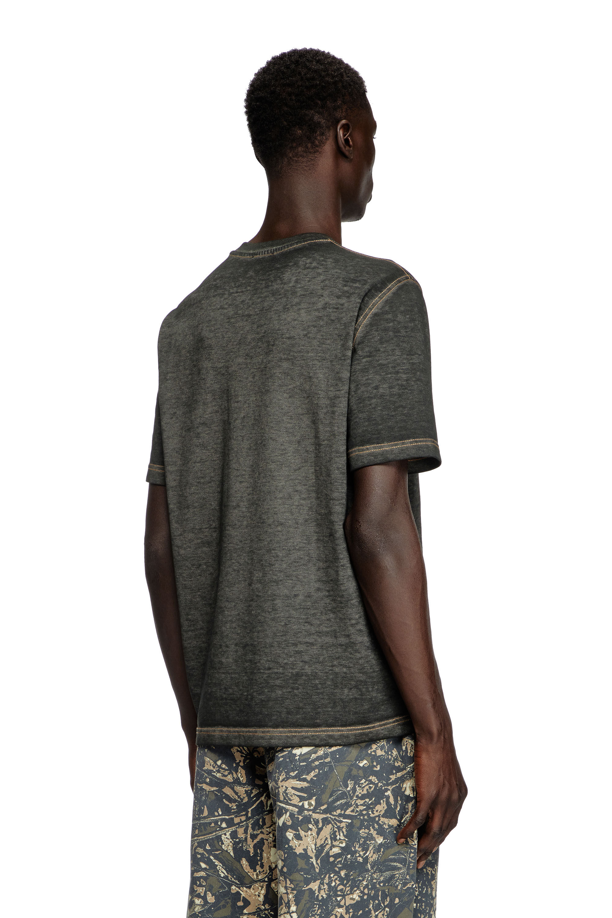 Diesel - T-ADJUST-R18, Herren Logo-T-Shirt aus Dévoré-Piqué in Schwarz - 4