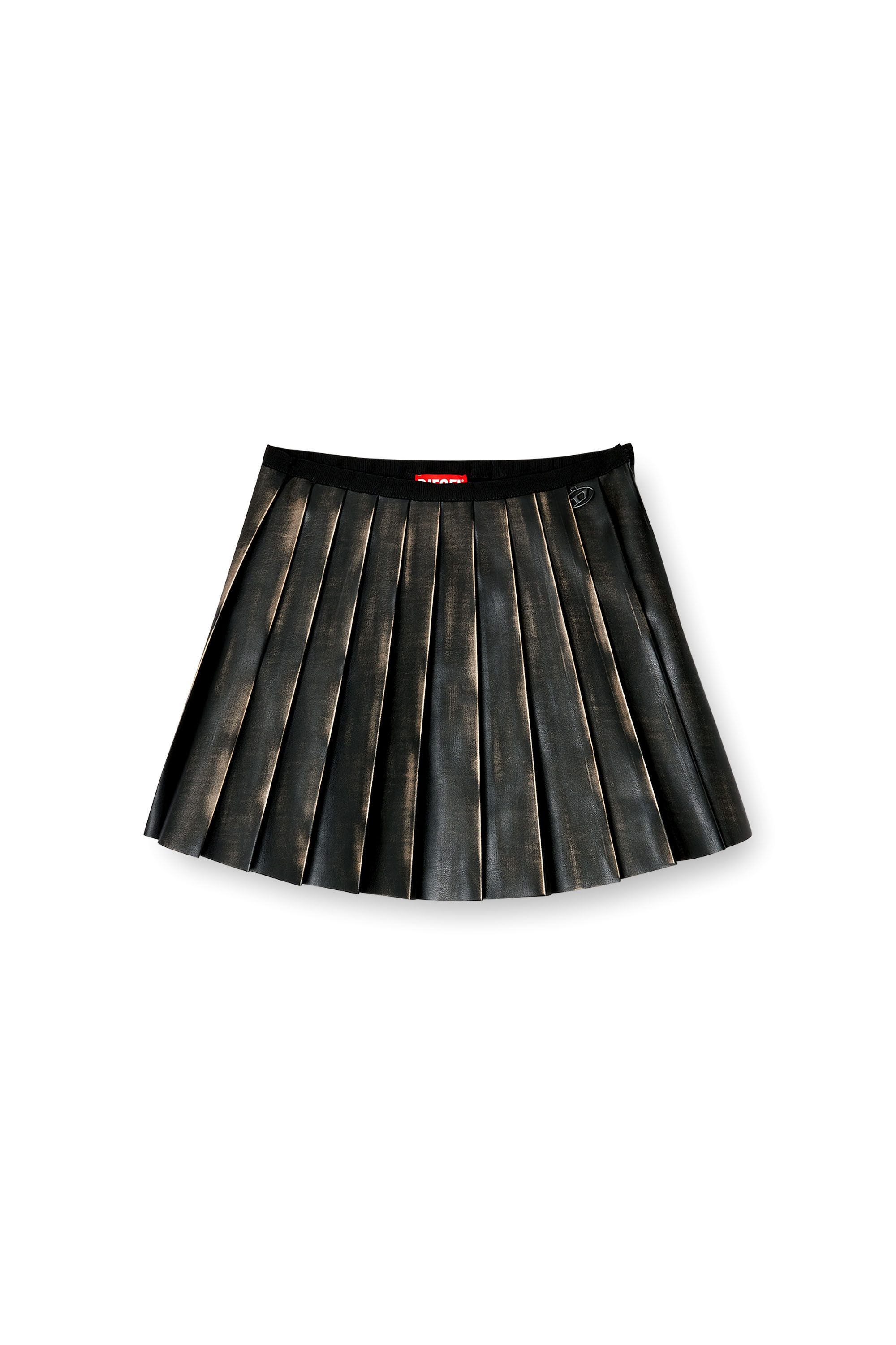 Diesel - O-SAKA-MINI, Damen Kurzer Faltenrock mit Used-Effekt in Braun - 2