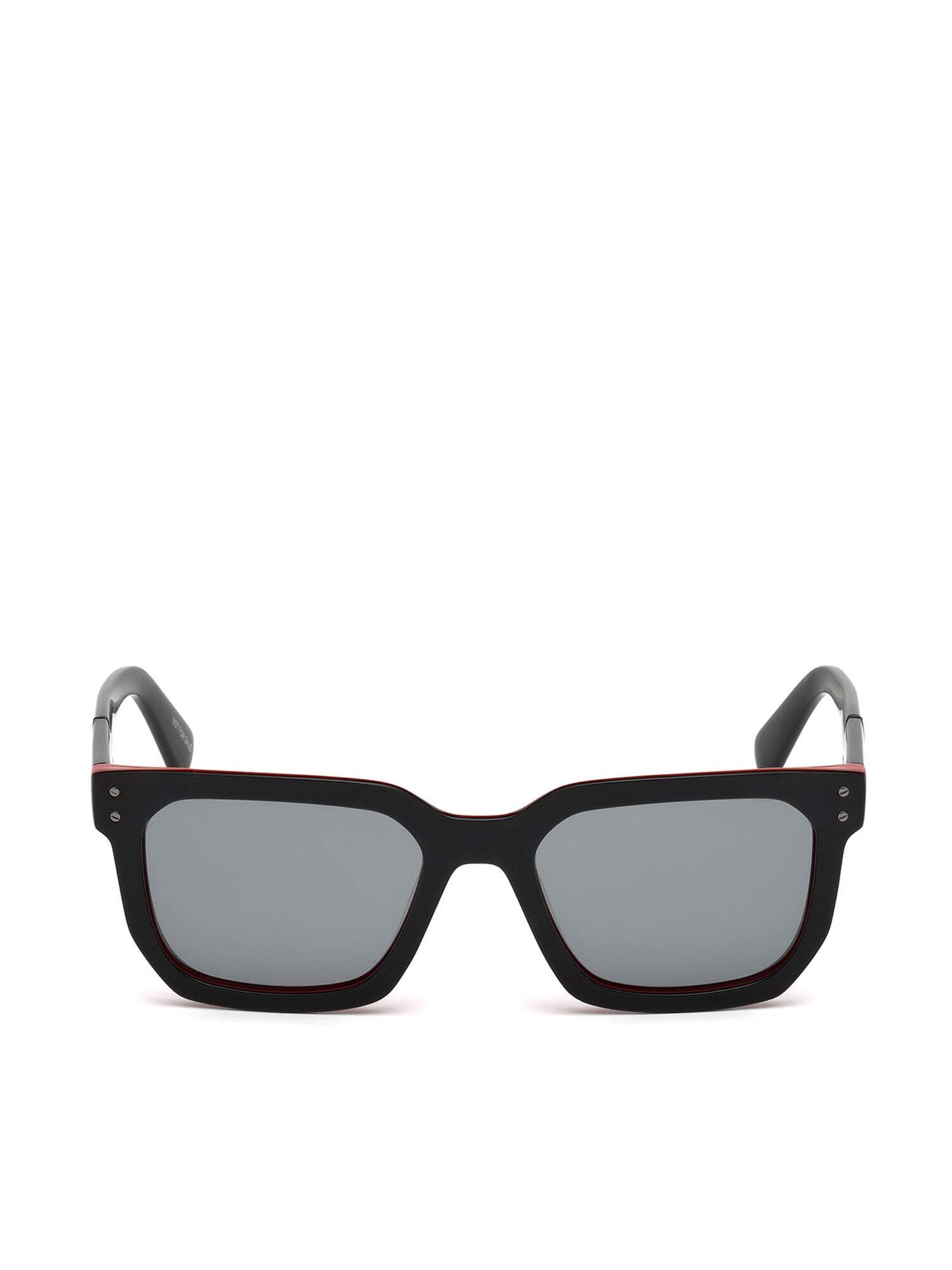 Diesel - DL0253, Herren Sonnenbrille mit gerieftem Finish auf der Innenseite in Schwarz/ Rot - 1