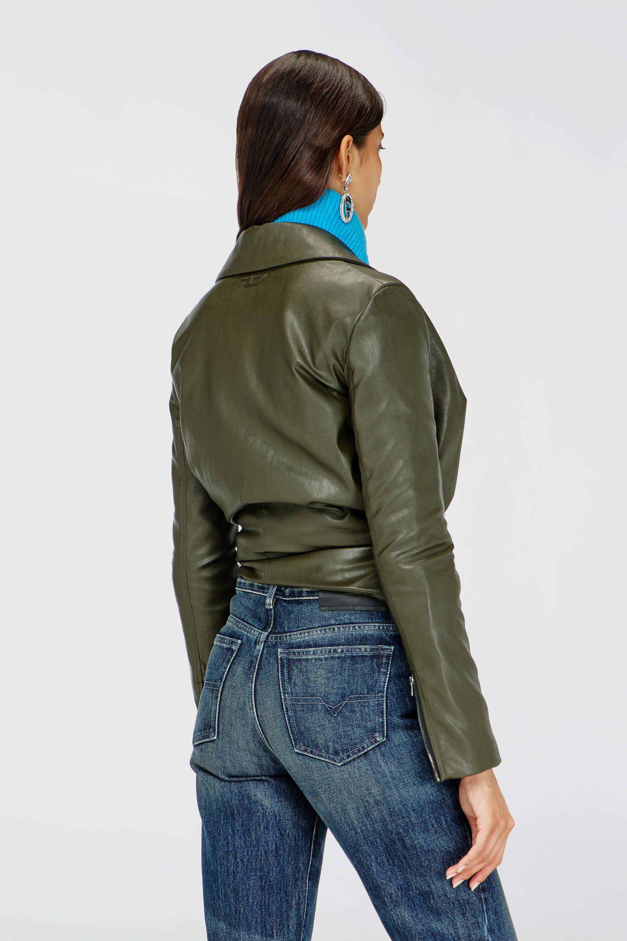 Diesel - G-DRAP, Damen Jacke mit drapiertem Wickeleffekt in Armeegr&uuml;n - 4
