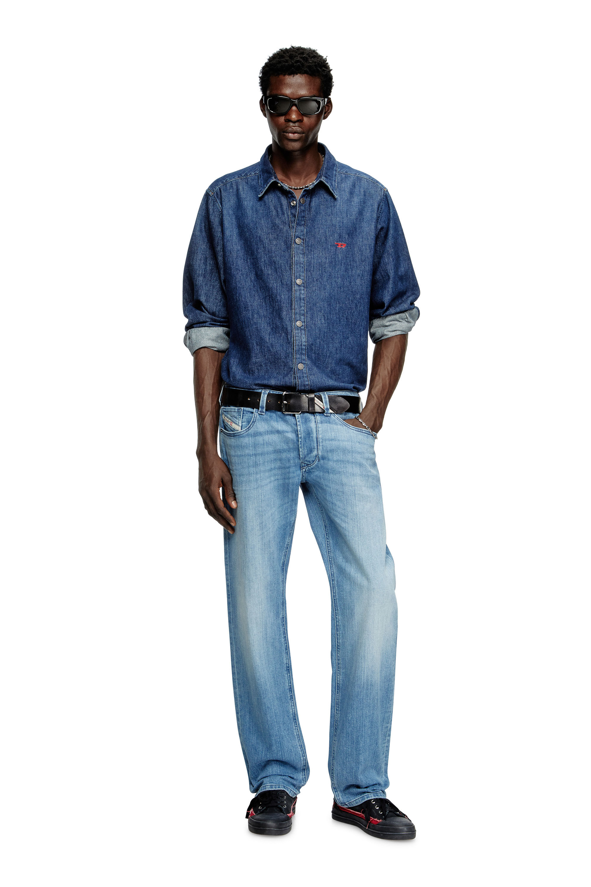 Diesel - D-SIMPLY, Herren Shirt aus Denim in Dunkelblau - 1