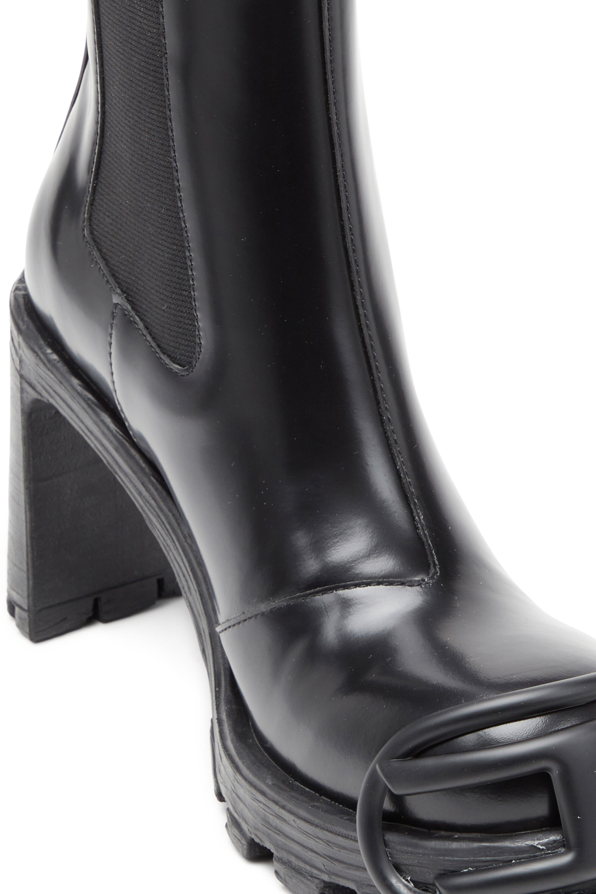 Diesel - D-HAMMER CH D W, Damen D-Hammer-High-Heel-Stiefel mit Oval D-Plakette in Schwarz - 4