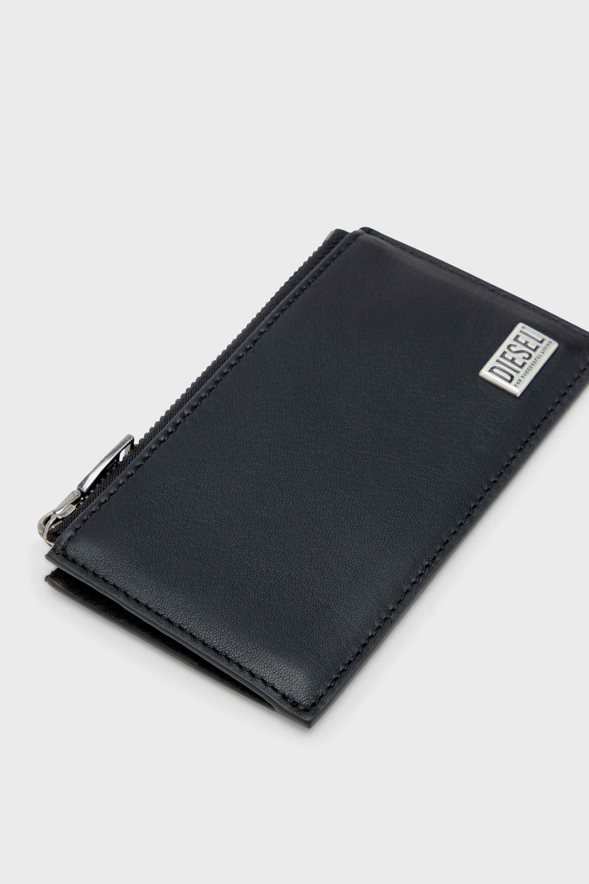 Diesel - BISCOTTO CARD HOLDER III, Herren Faltkartenetui aus semi-gl&auml;nzendem Leder in Schwarz - 4