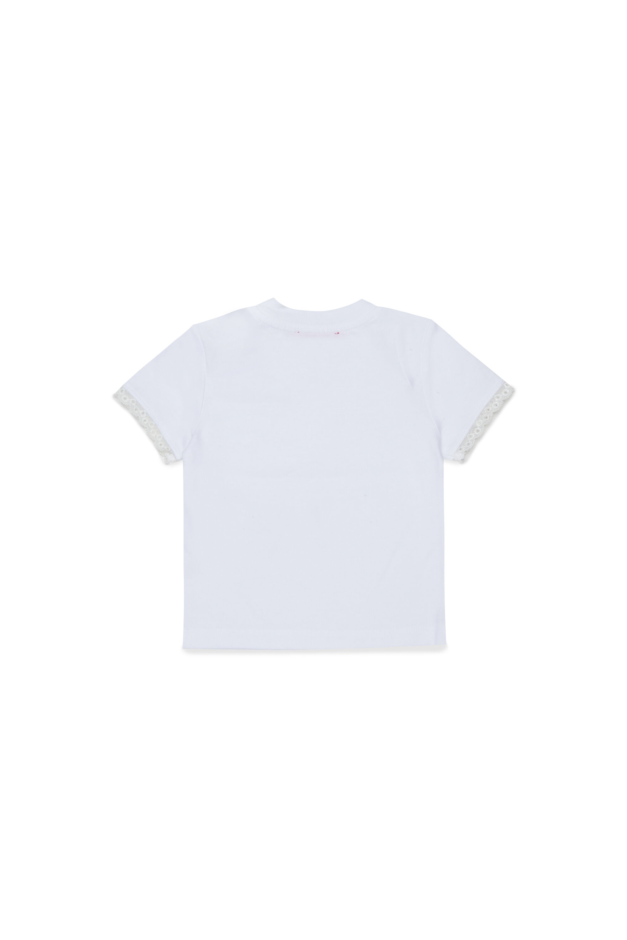 Diesel - TROSEZB, Damen T-Shirt mit Spitzenbesatz und Rosenprint in Wei&szlig; - 2