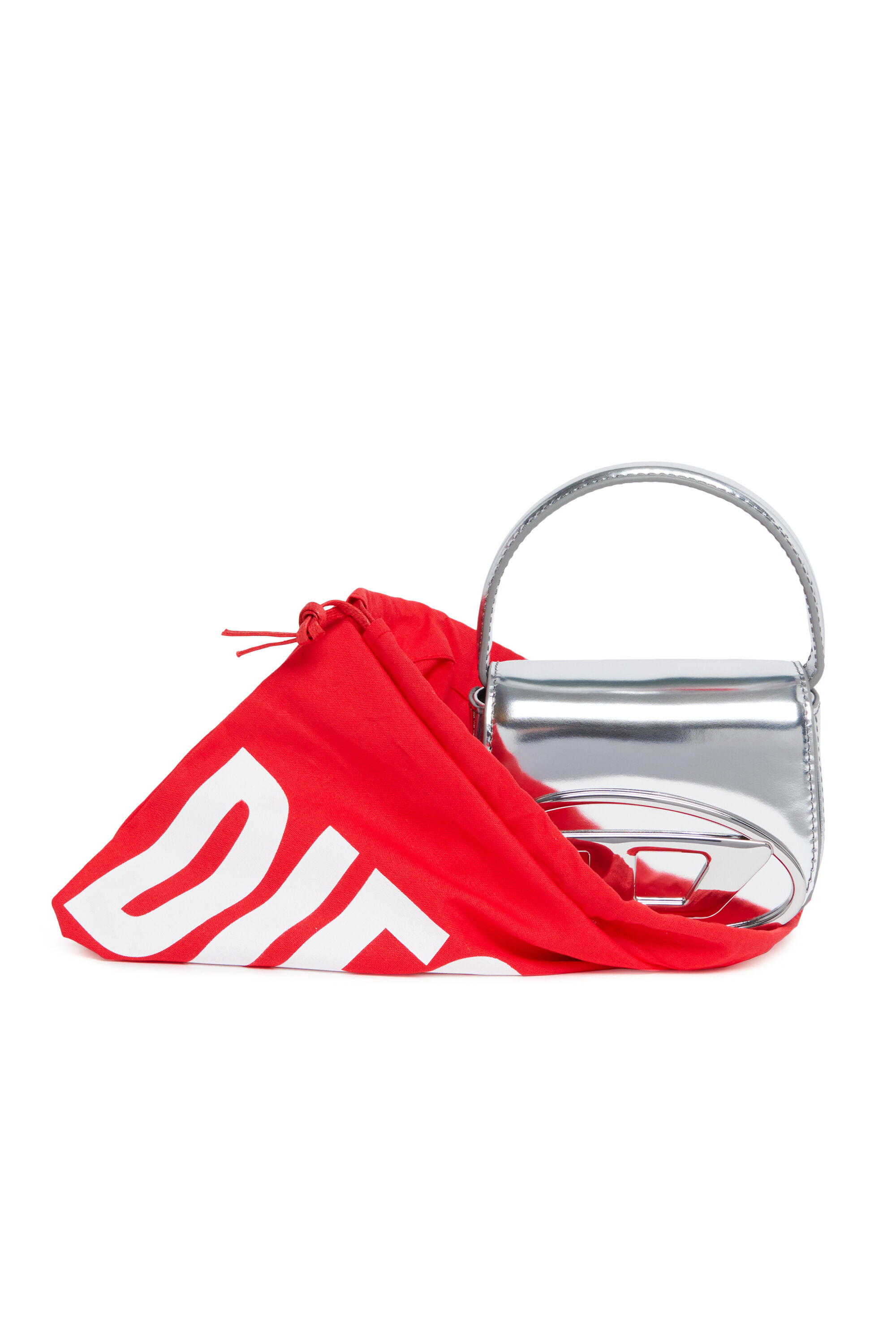 Diesel - 1DR XS, Damen Ikonische Minitasche aus mattem Metallic-Leder in Silber - 5