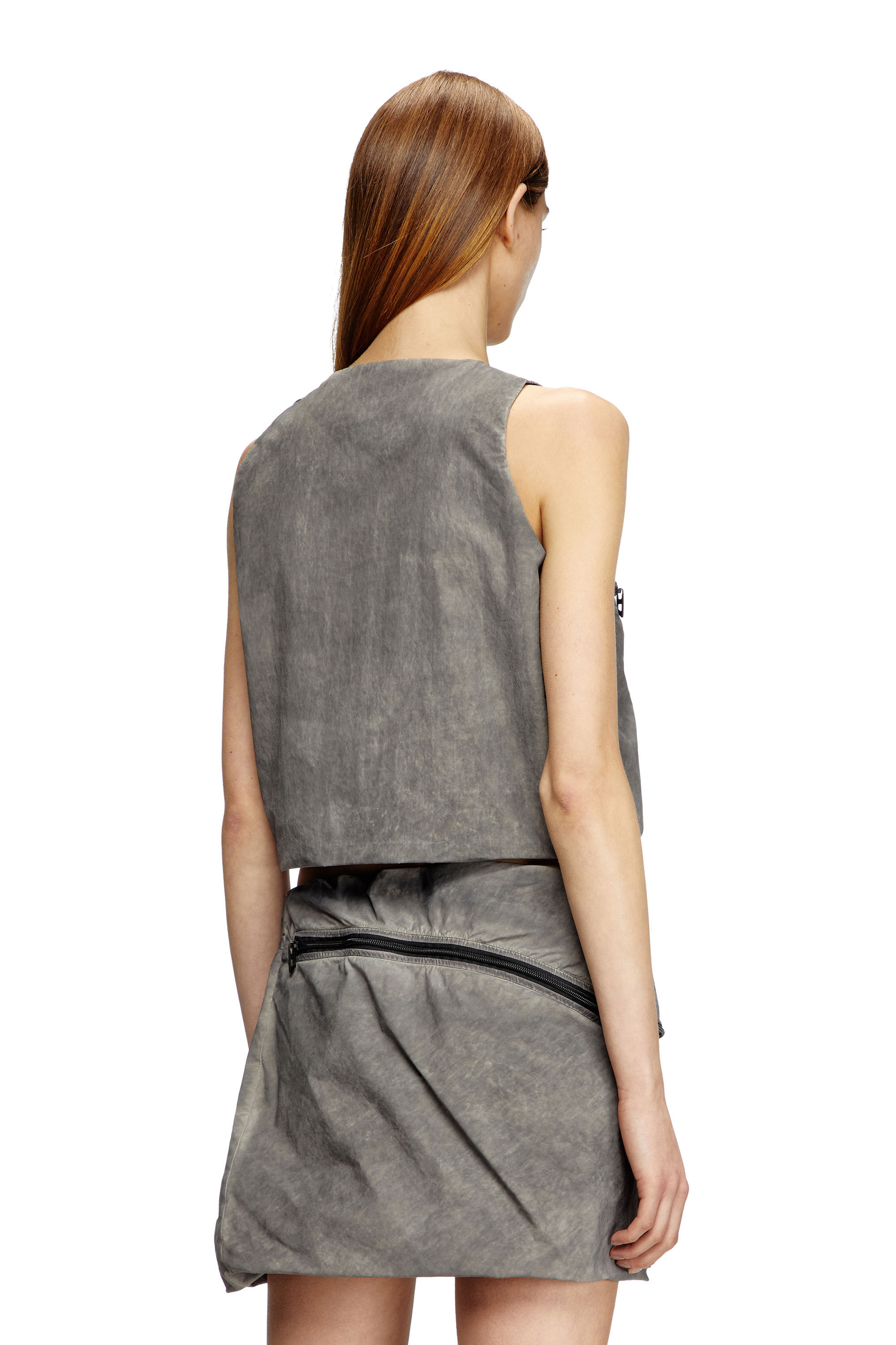 Diesel - T-ORIGIN, Damen Bubble-Top mit Utility-Tasche in Grau - 4