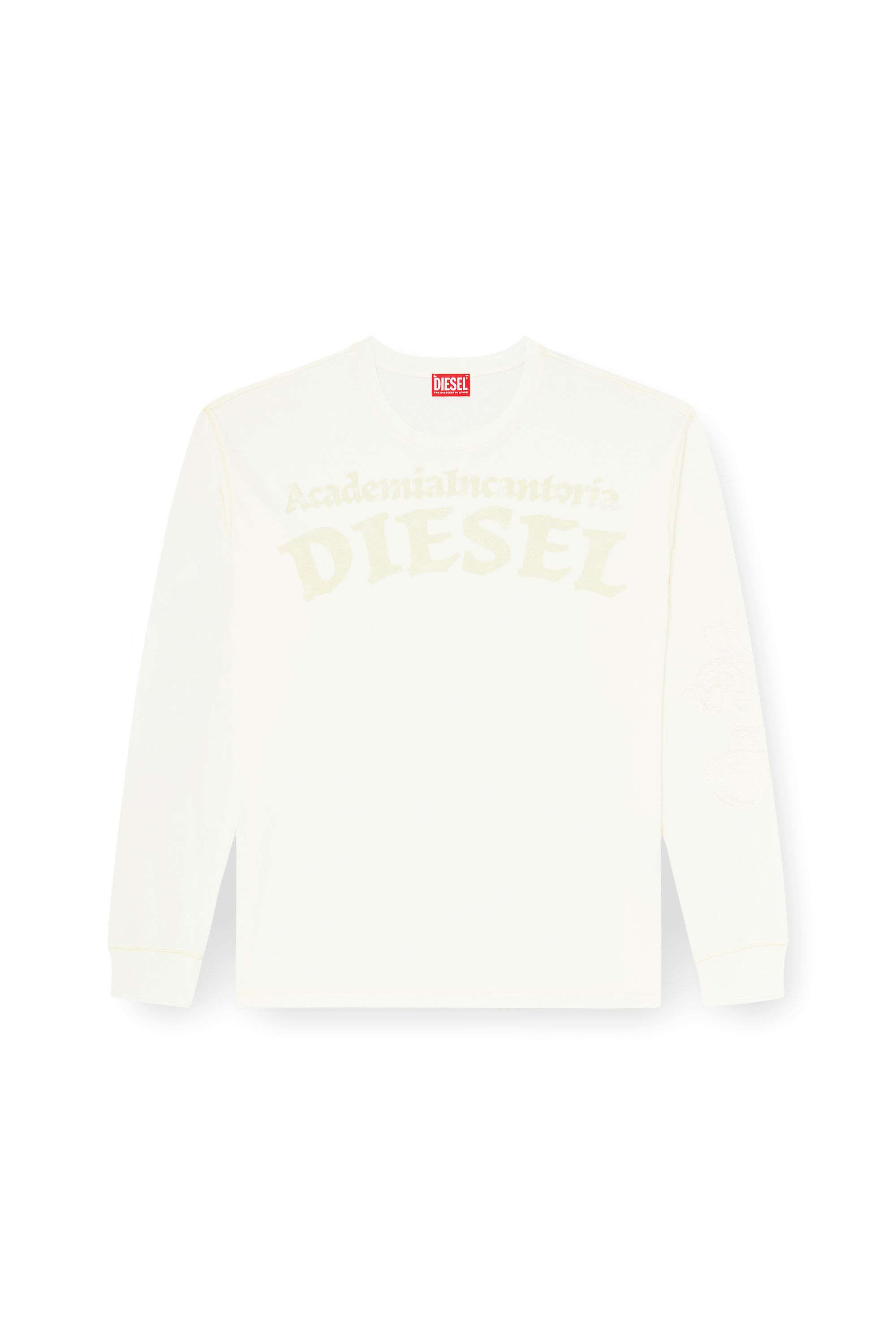 Diesel - T-NORM-LS-AA3, Herren Langarm-T-Shirt mit Prints und Patches in Wei&szlig; - 2
