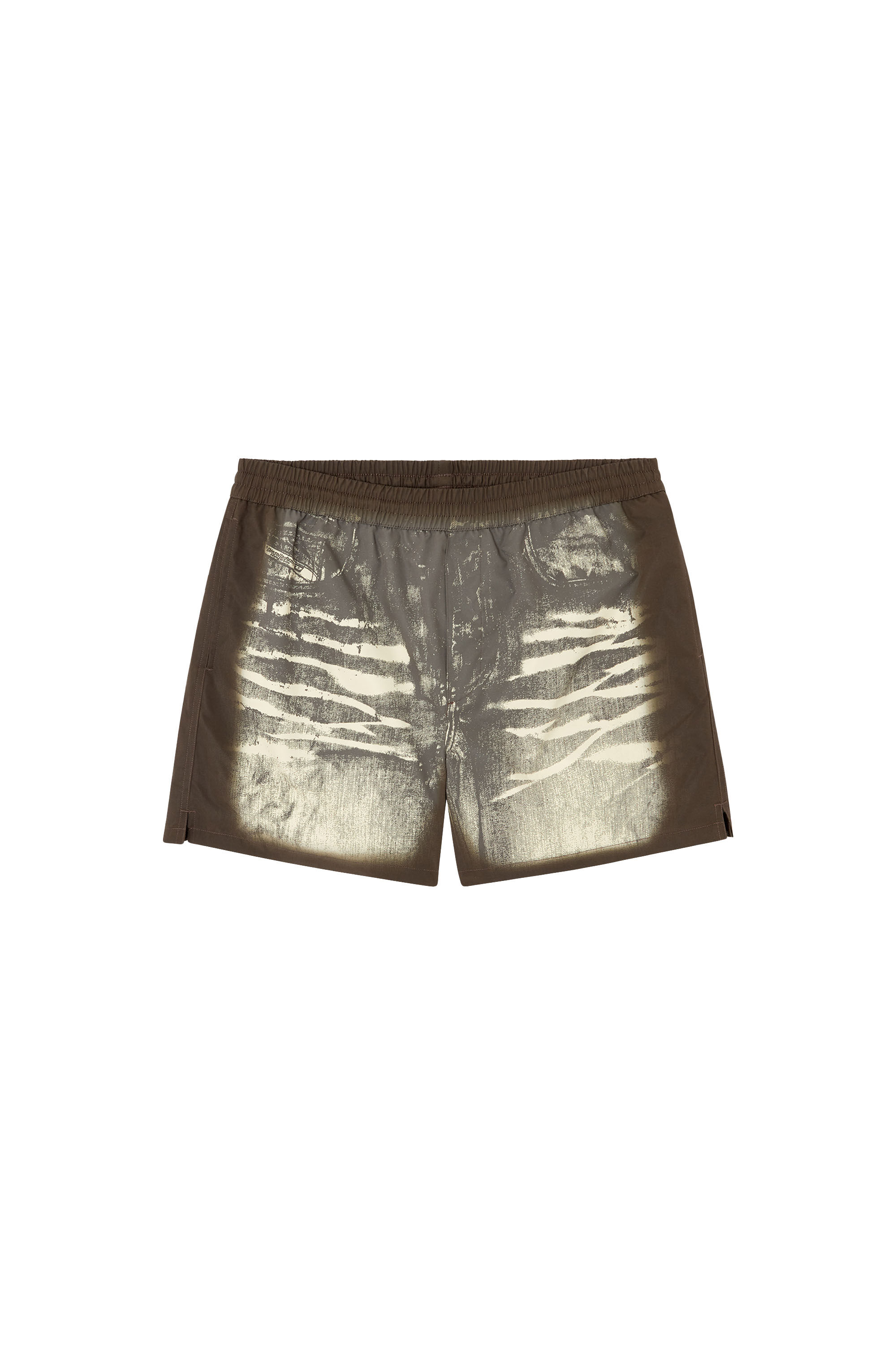 Diesel - RIO-41-DNM, Herren Mittellange Badeshorts mit Denim-Print in Braun - 1