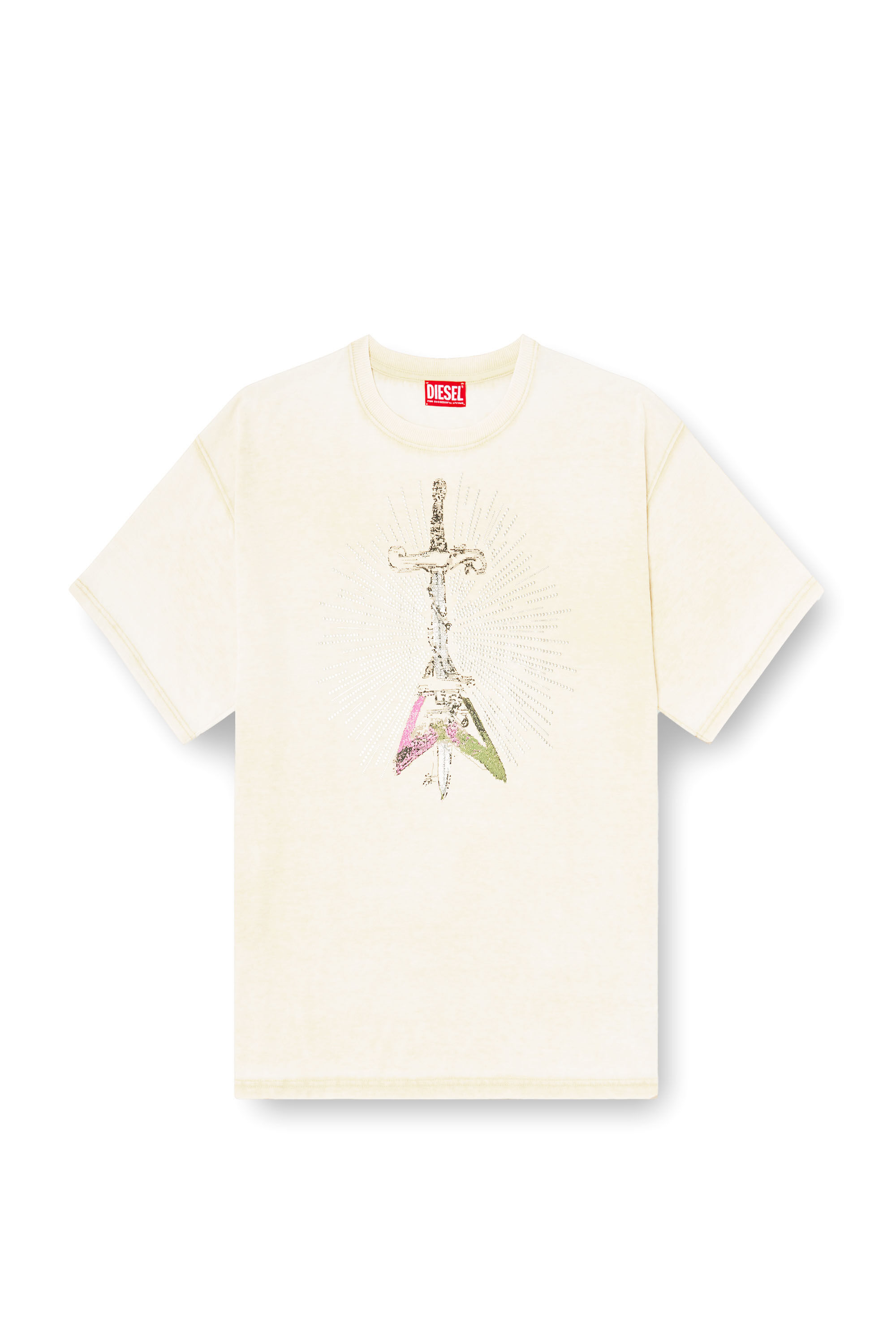 Diesel - T-BOXT-T18, Herren T-Shirt mit Schwert-Print in Beige - 2