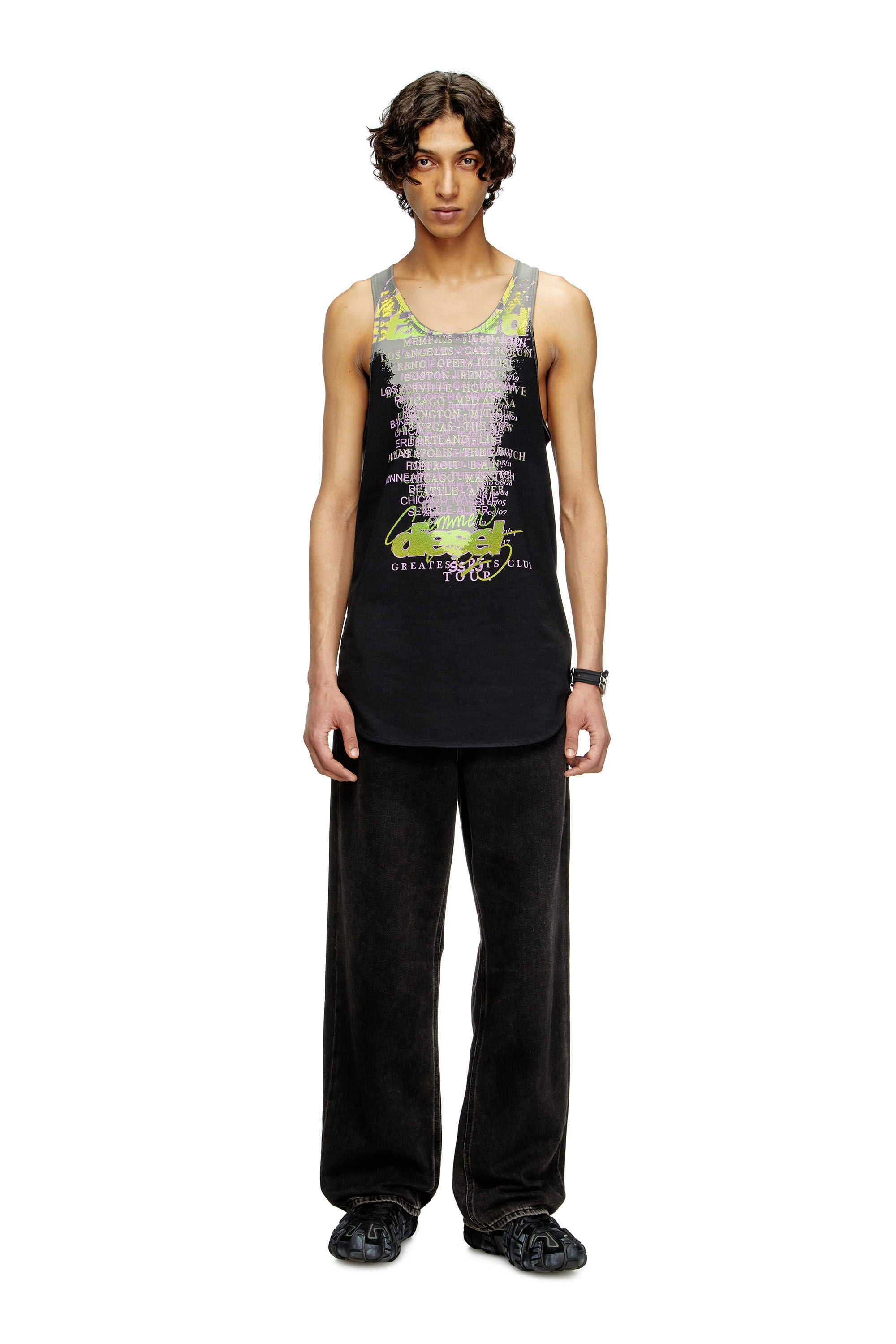 Diesel - T-SHAN, Unisex Tanktop mit Text-Print in Schwarz - 1