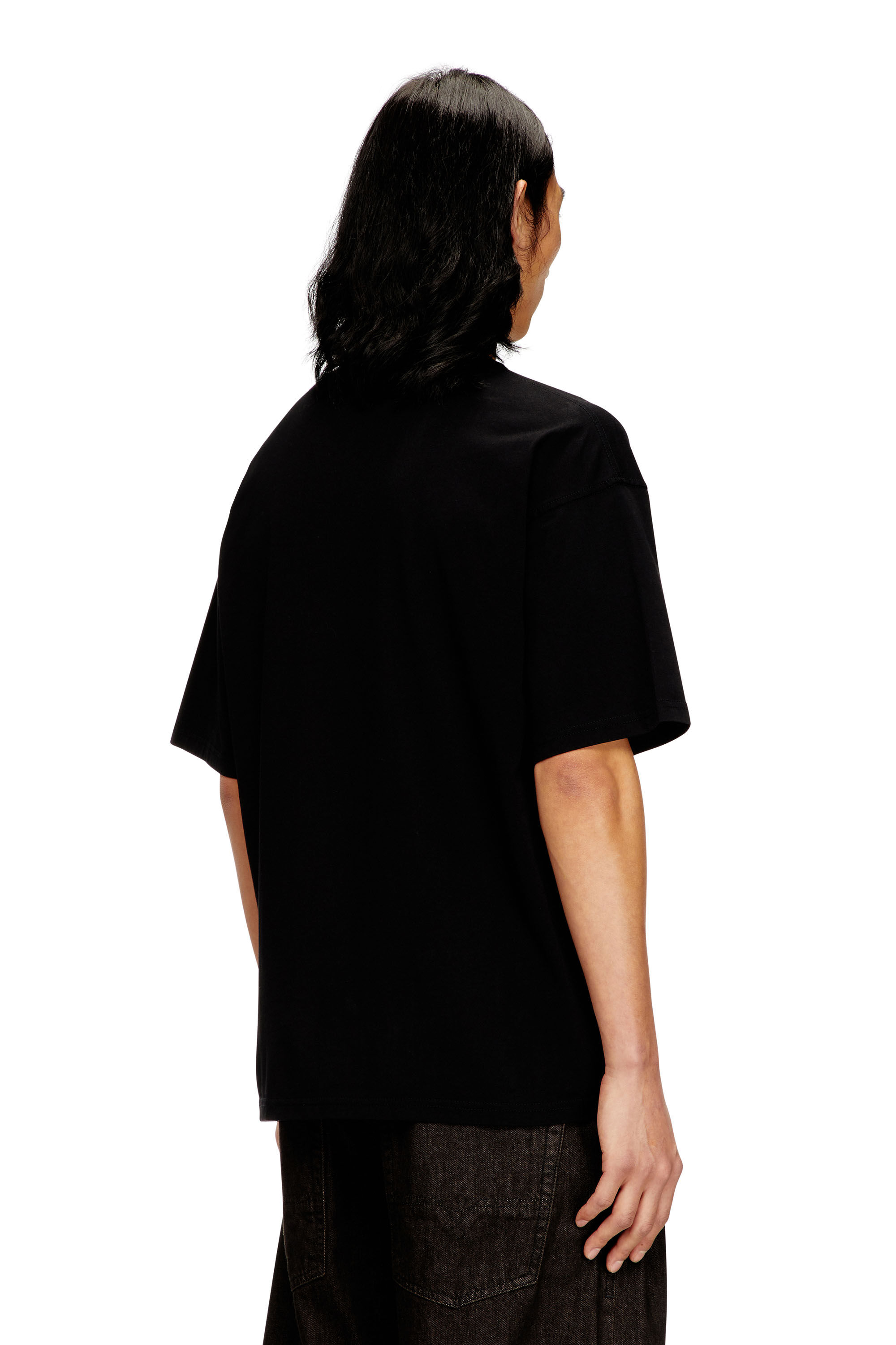 Diesel - T-BOXT-BLEACH, Man's T-shirt with bleached Oval D logo in Orange/Black - 4