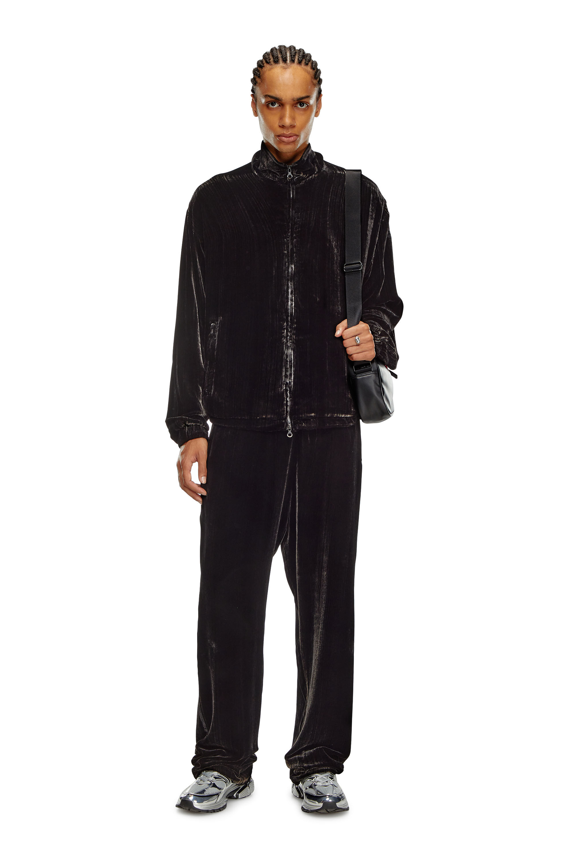 Men's Treated silk-blend velvet jacket | Black | Diesel DE