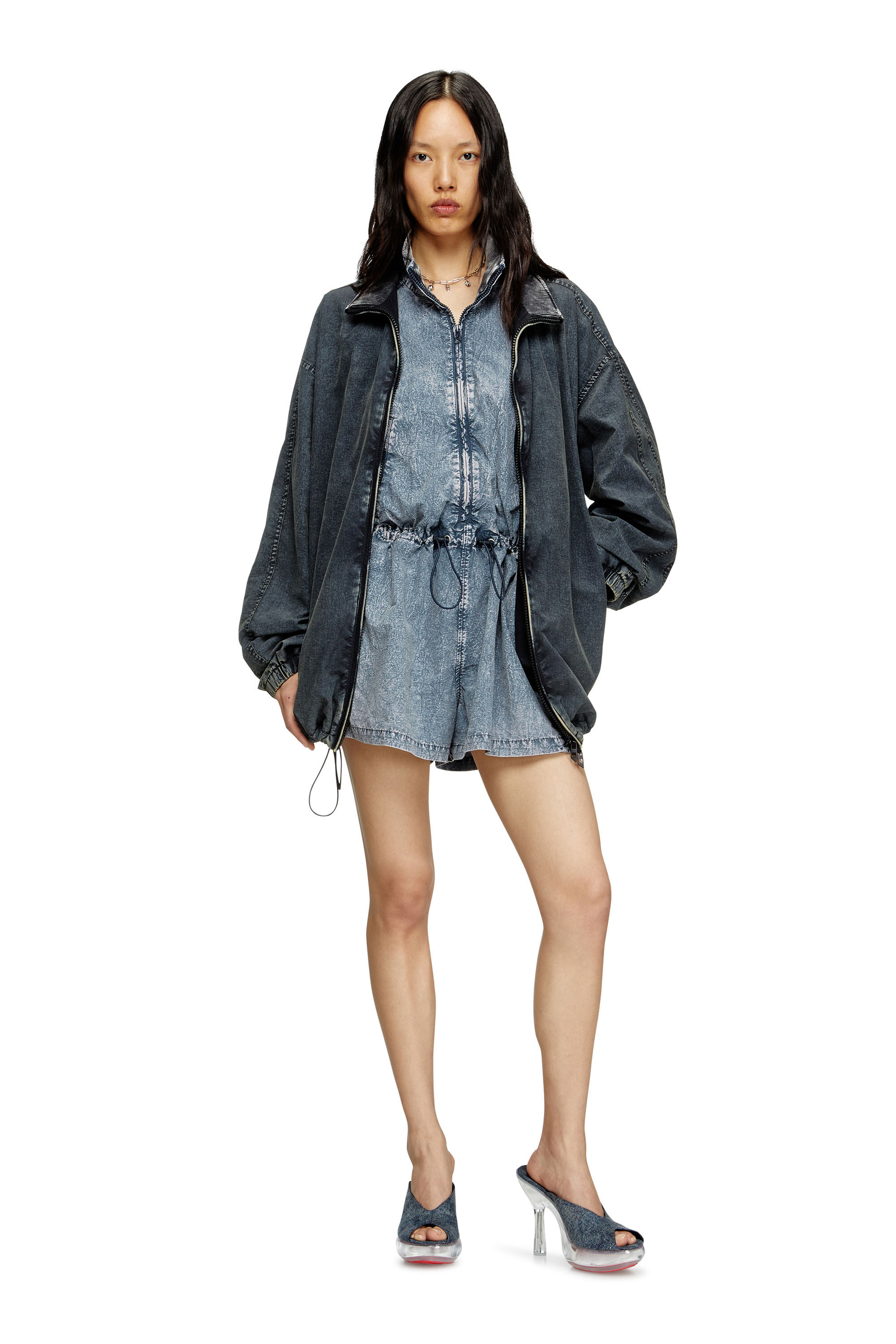 Diesel - J-ANNET, Damen Playsuit aus behandeltem Nylon in Hellblau - 4