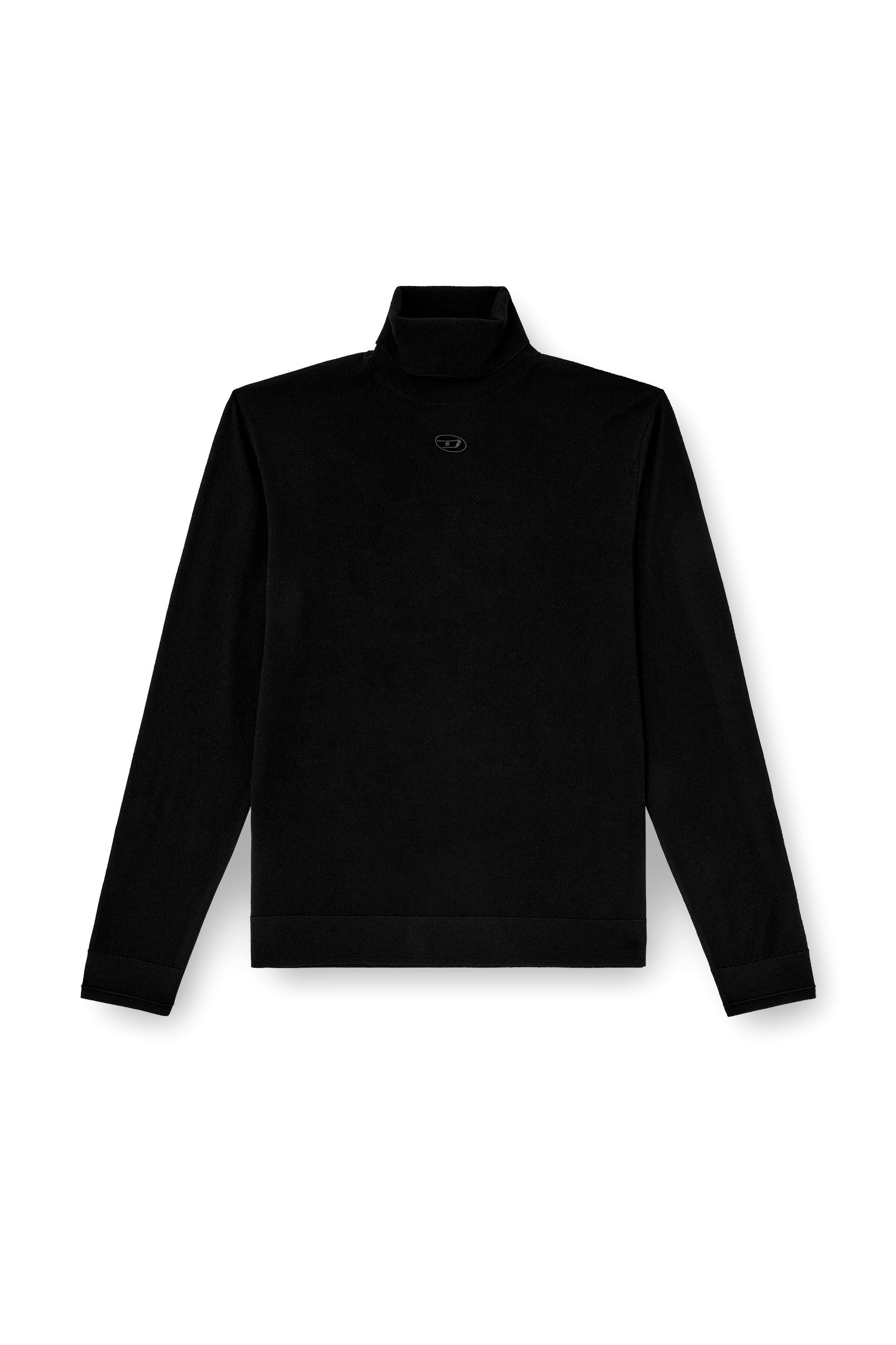 Diesel - K-VARTA, Herren Rollkragenpullover aus Wolle mit Cutout-Logo in Schwarz - 2