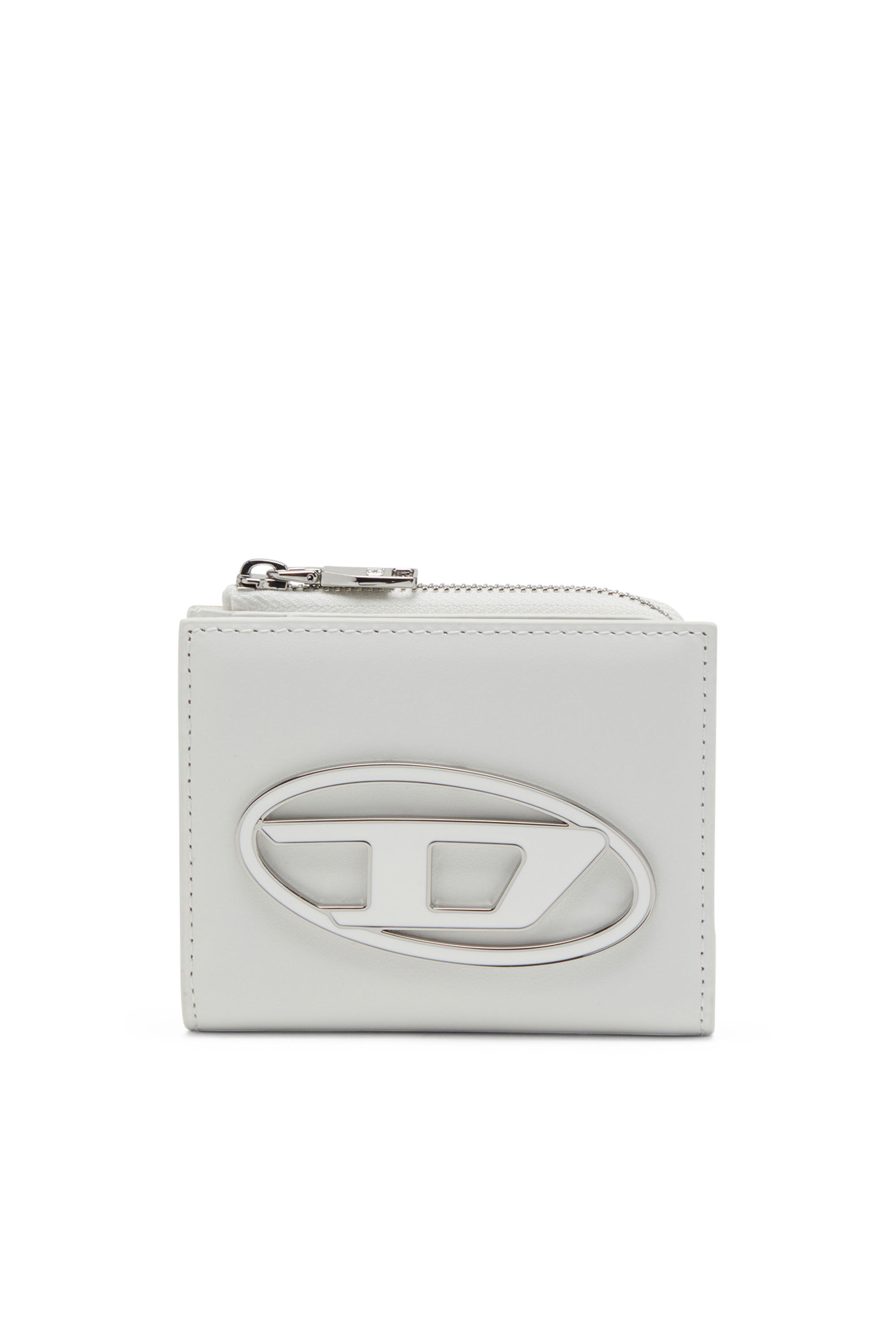 Diesel - 1DR CARD HOLDER ZIP L, Damen Bifold-Kartenetui aus Nappaleder in Weiß - 1