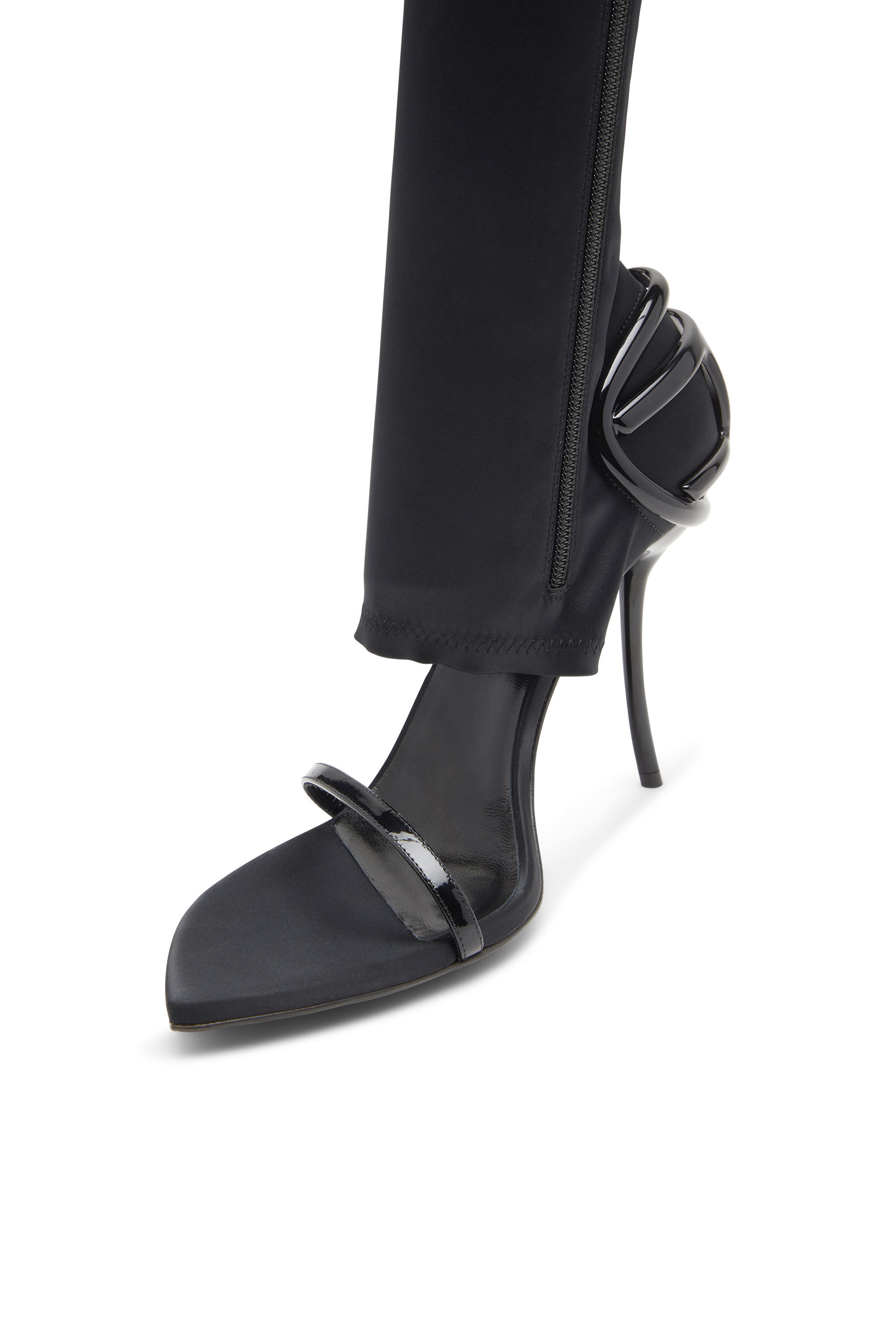 Diesel - D-TEN&HALF SDL KB, Damen D-Ten&Half-Stiletto-Kniestiefel-Sandalen aus Stretch-Satin in Schwarz - 4
