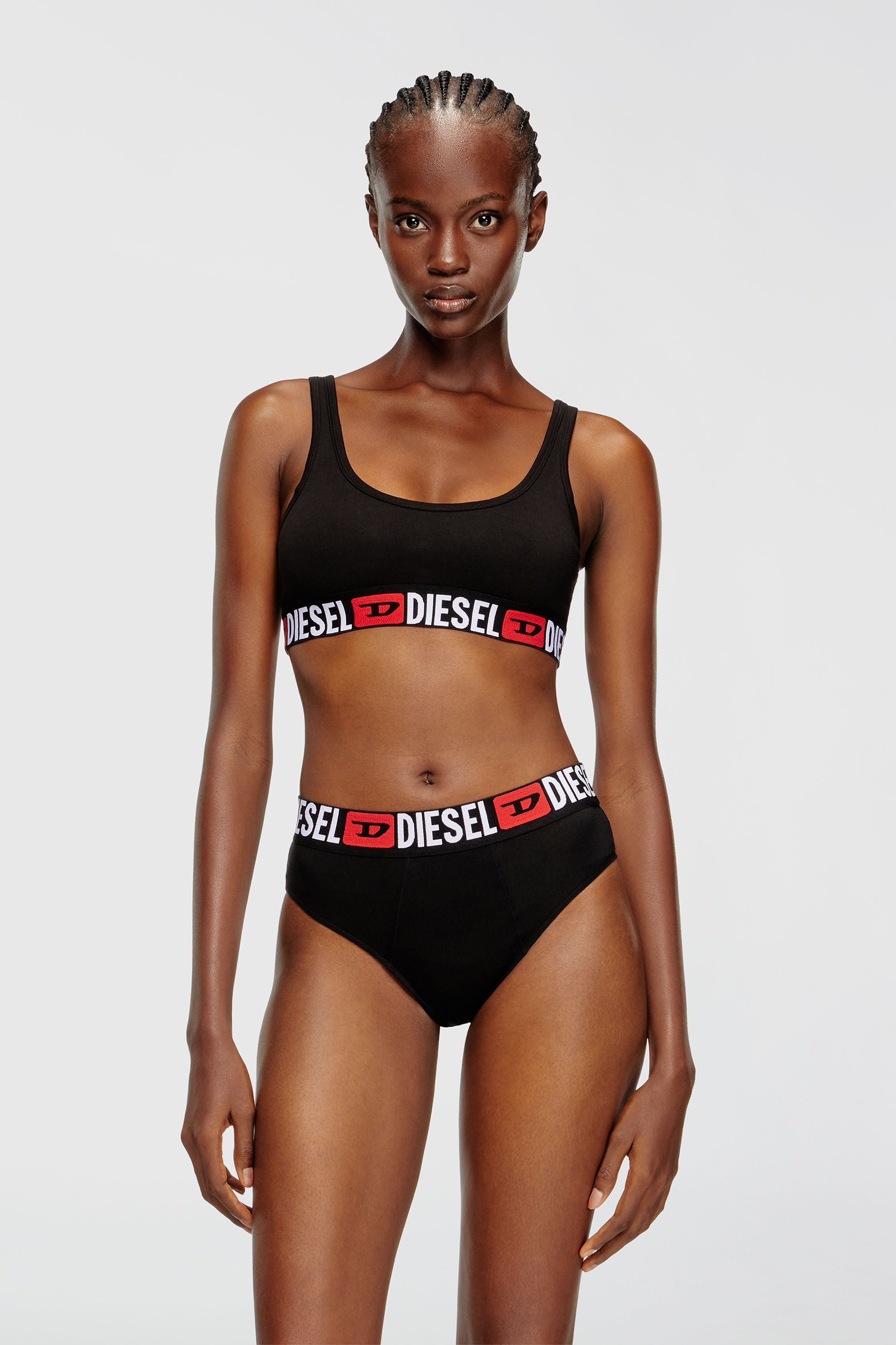 Diesel - UFSB-ORIBA, Damen Bralette mit Logoband in Schwarz - 3