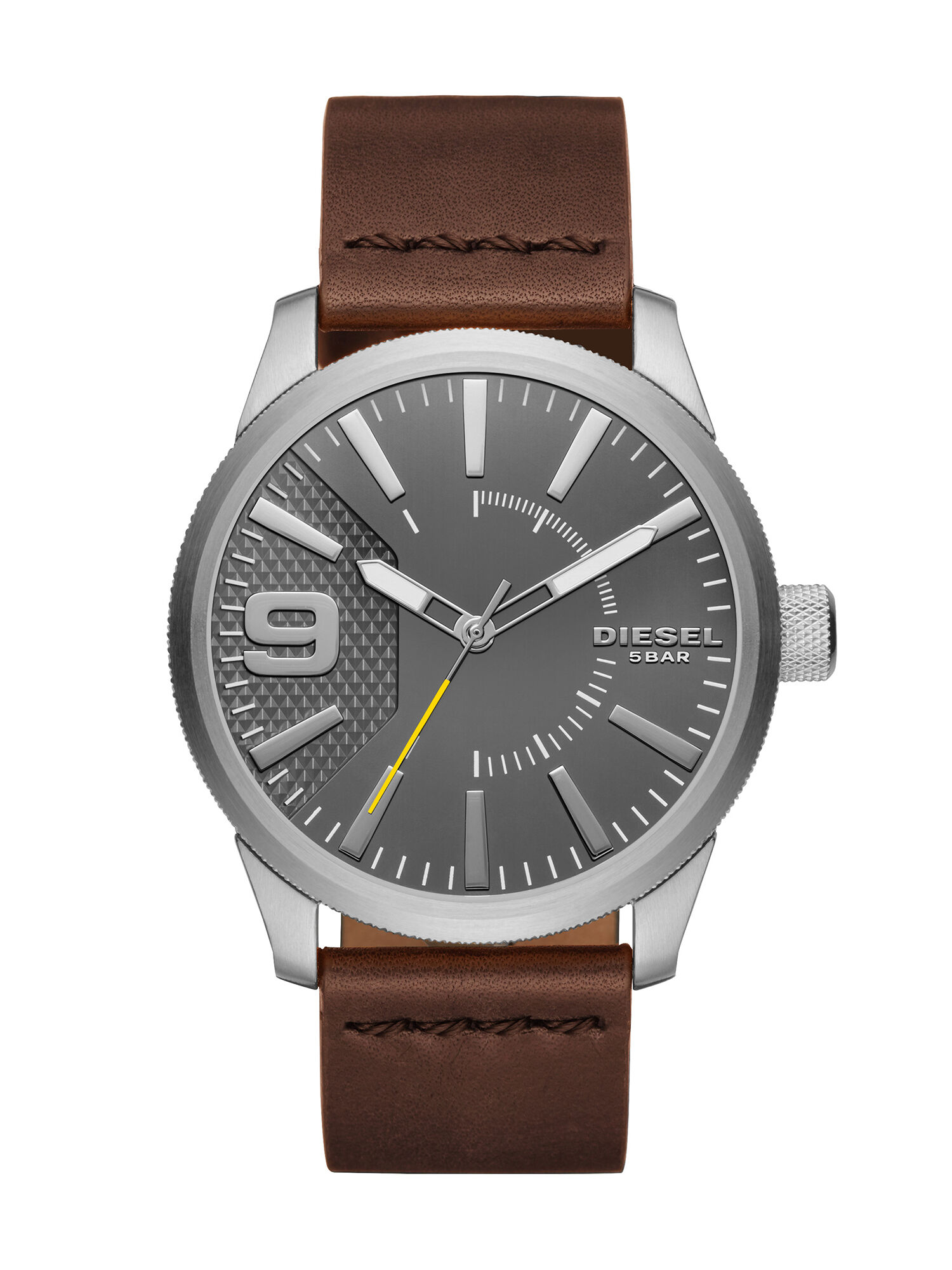 DZ1802 Herren: Uhr mit dunkelbraunem Leder, 46 mm | Diesel