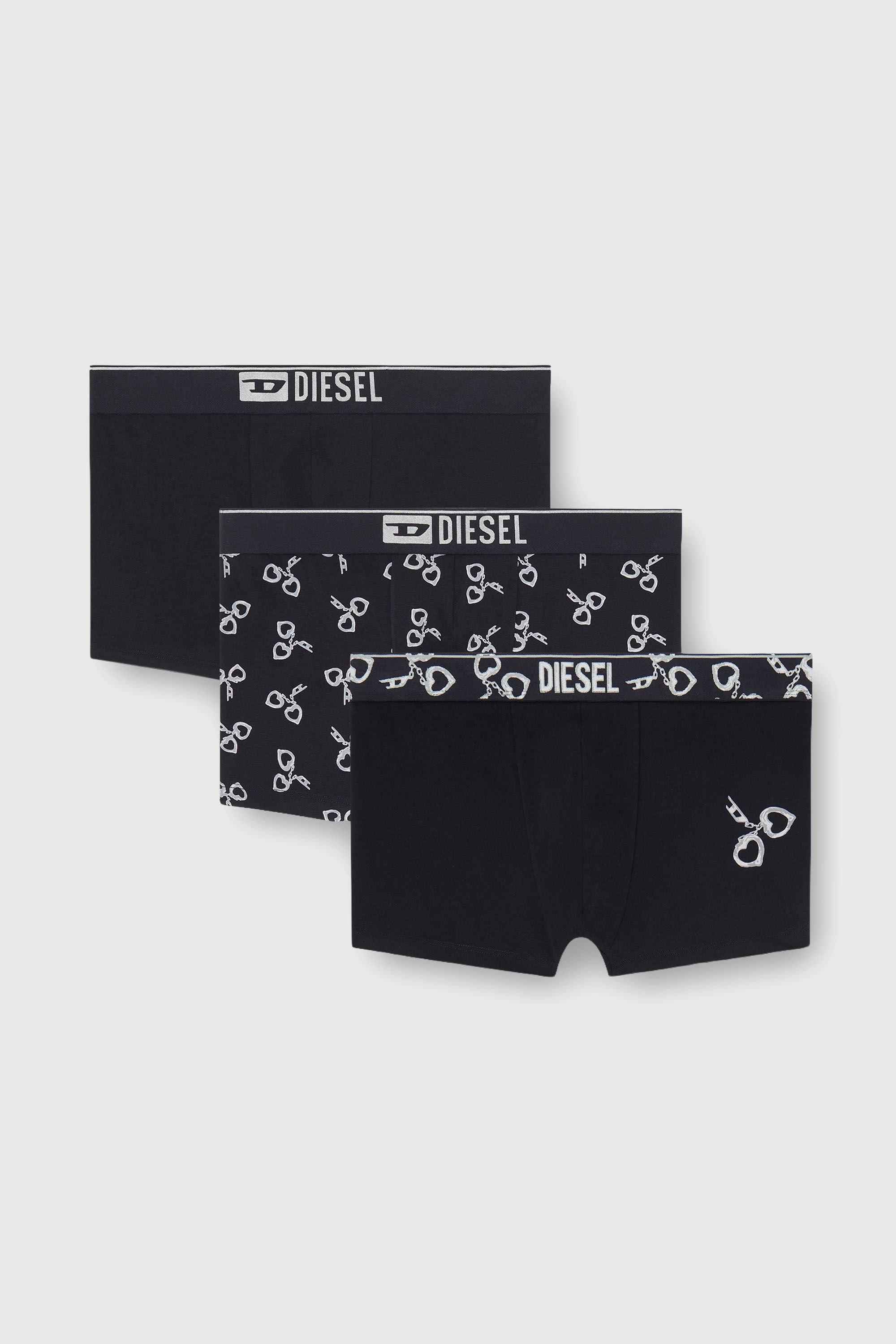 Diesel - DAMIEN-GFT-3PACK, Herren 3er-Pack Boxershorts mit Handschellen-Motiv in Schwarz - 2