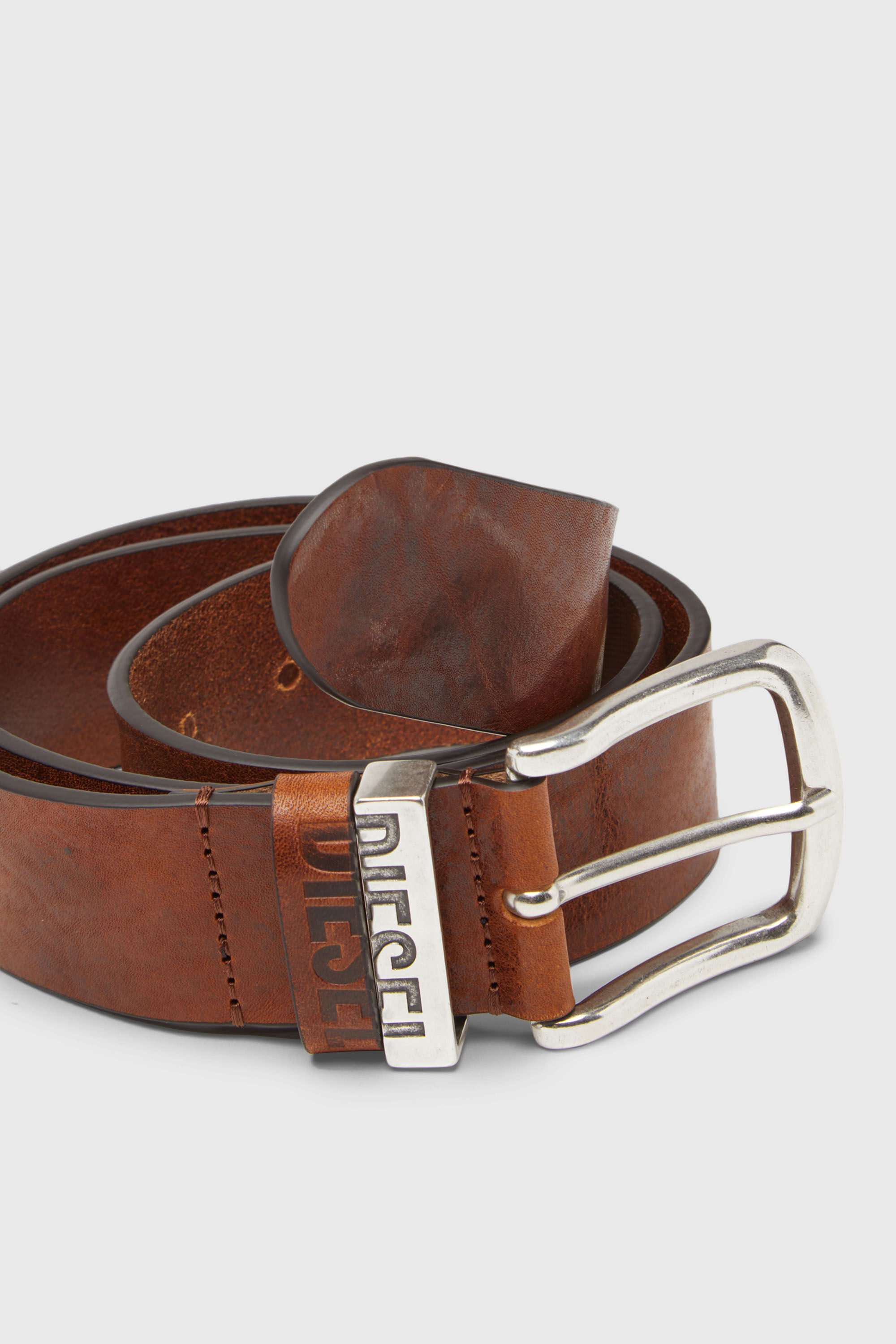 Diesel - B-VISIBLE, Herren 3.9cm G&uuml;rtel mit Kontrastschlaufen in Braun - 3