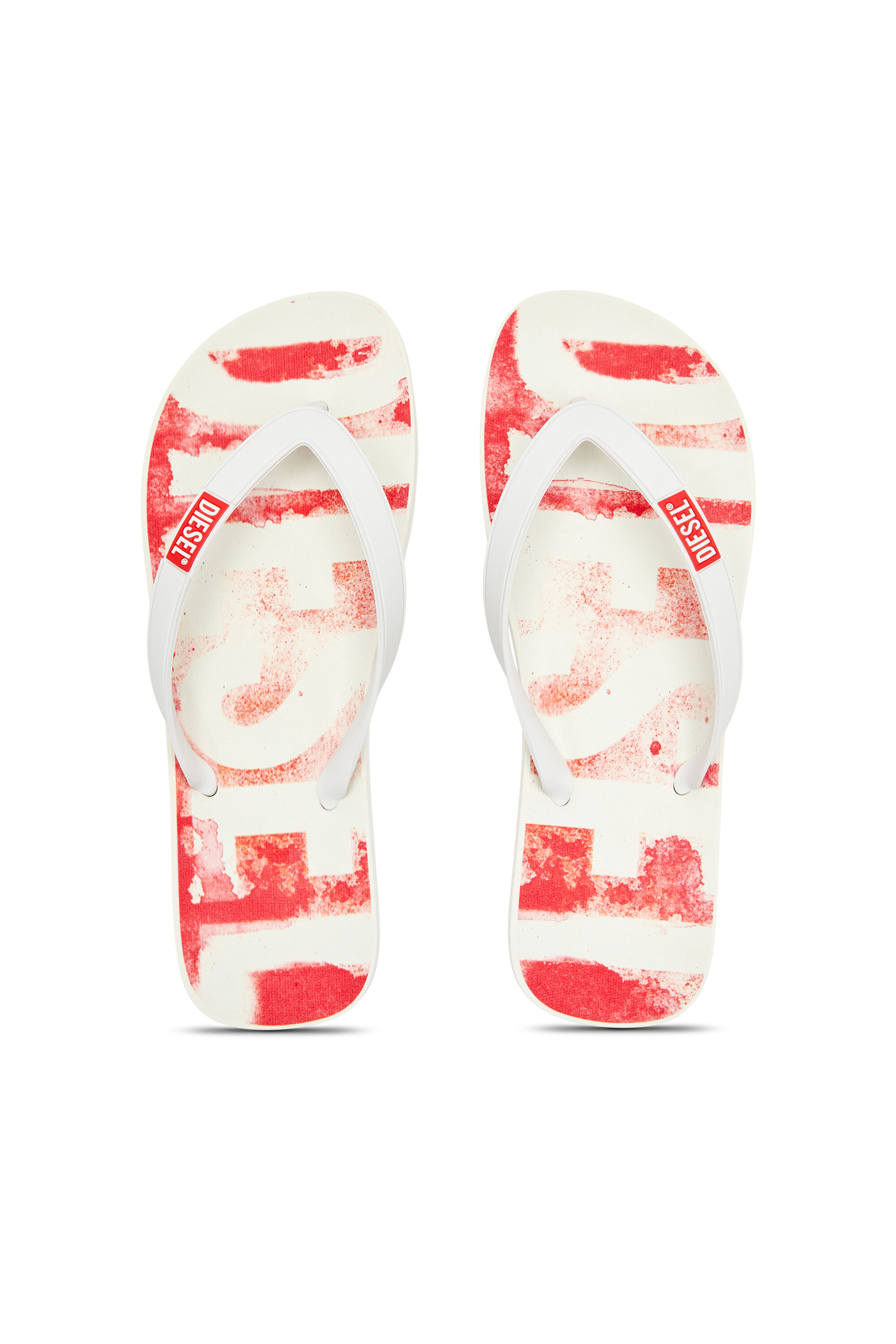 Diesel - SA-RIO, Herren Sa-Rio-Flip-Flops aus Gummi mit Graffiti-Logo in Weiss/Rot - 4