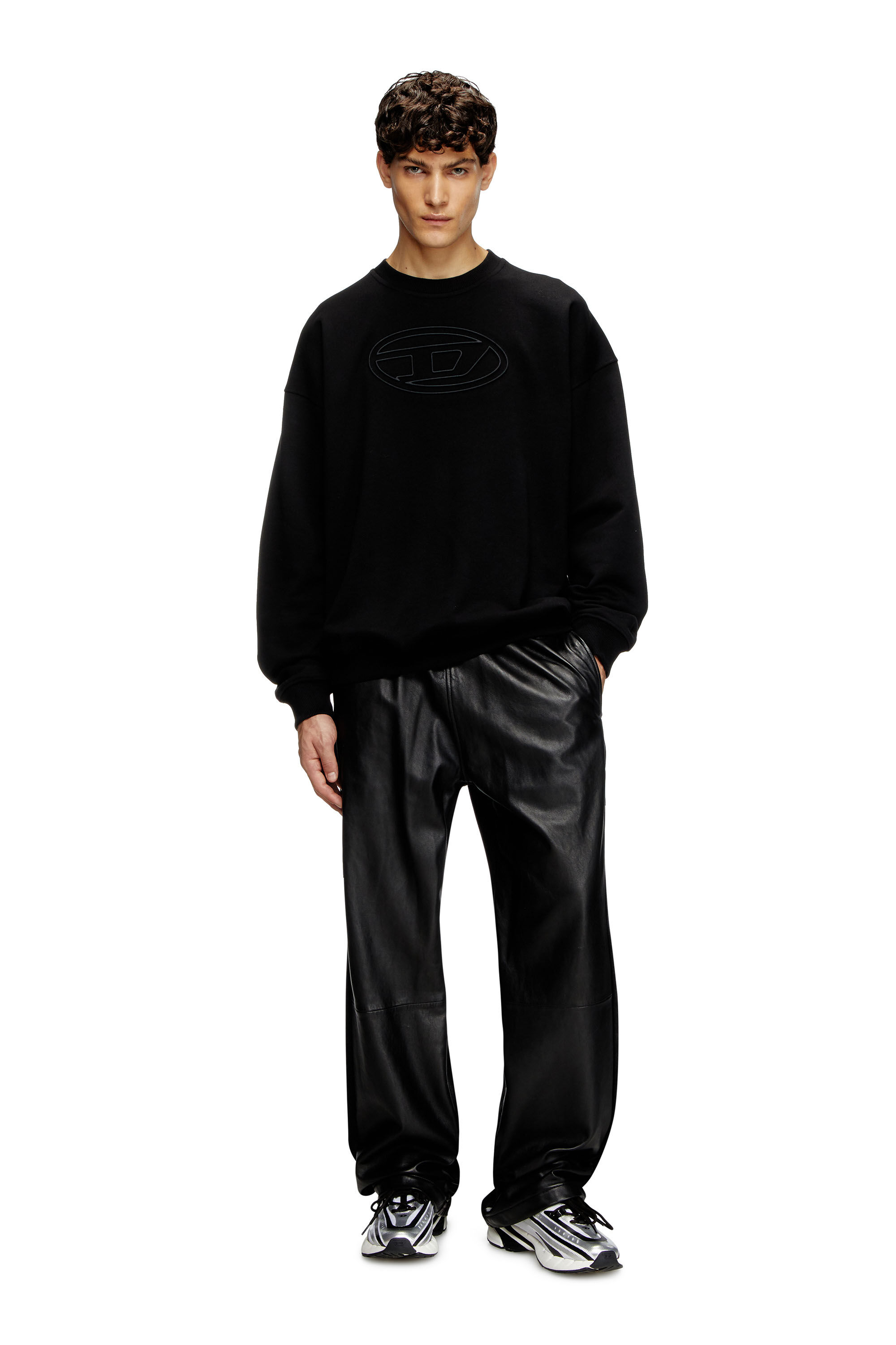 Diesel - S-MART-BIGOVAL, Herren Sweatshirt mit Oval D-Prägung in Schwarz - 1
