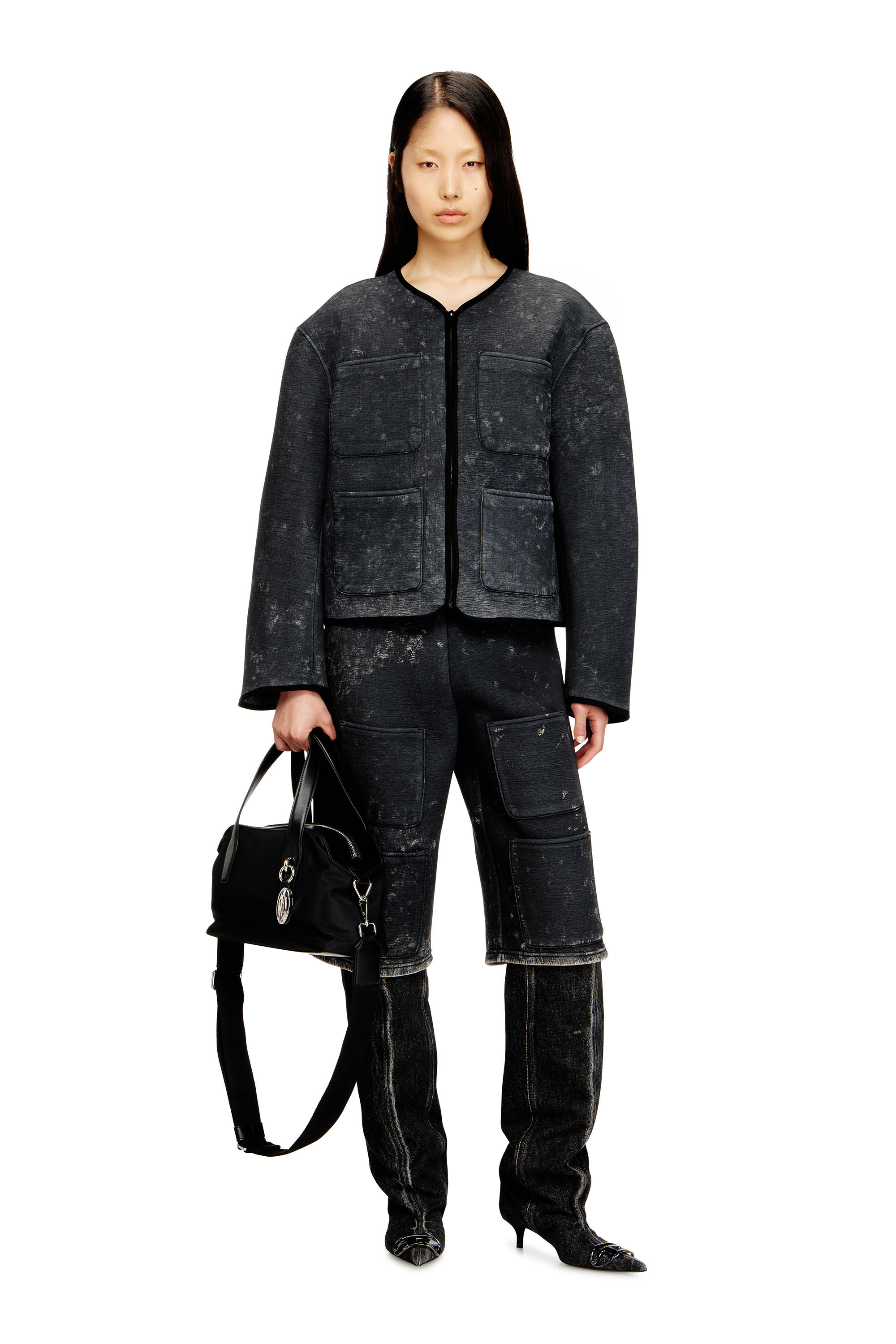 Diesel - G-TES, Damen Scuba-Jacke mit Marmoreffekt und Taschen in null - 1