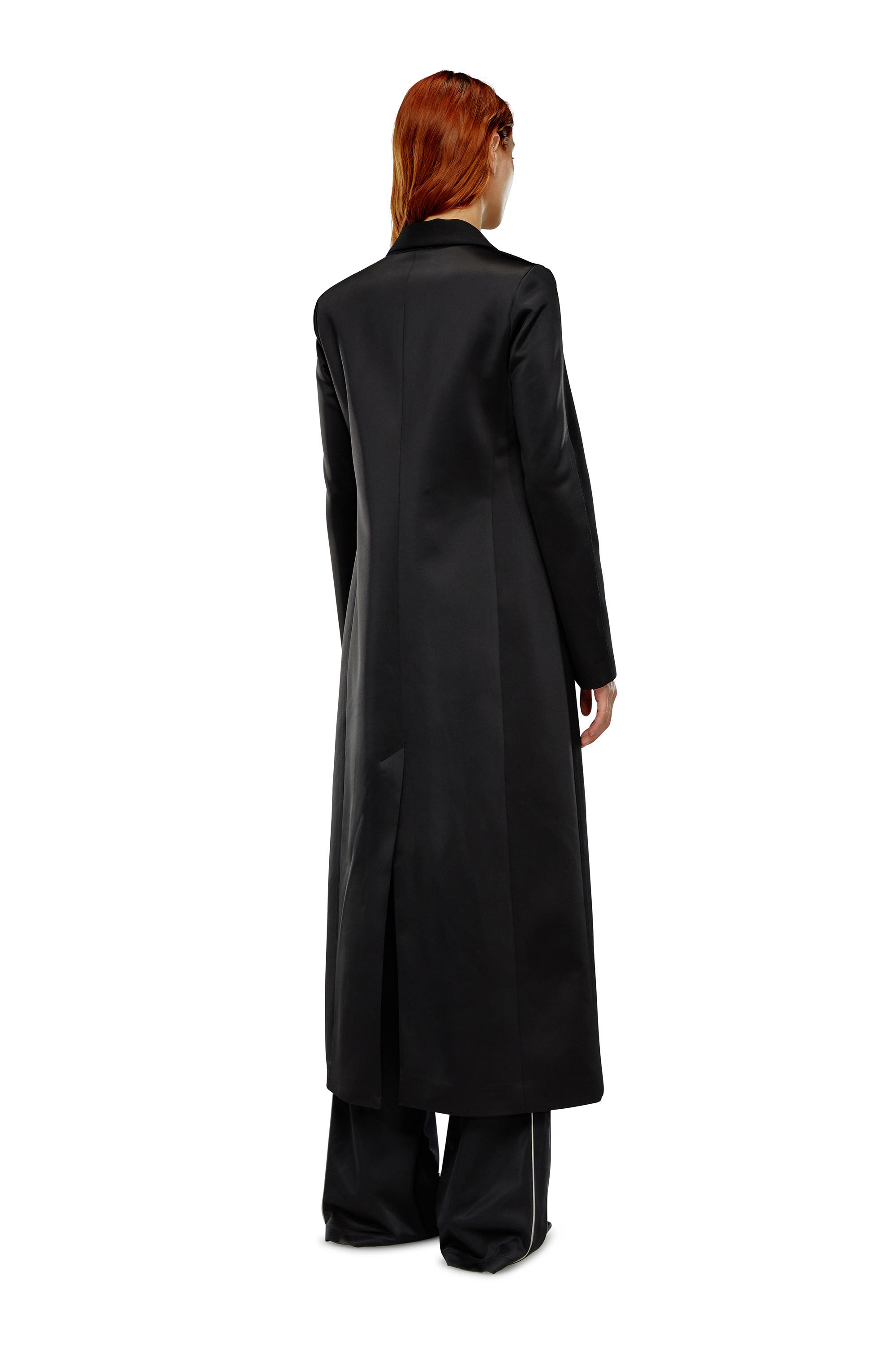 Damen Langer Mantel aus Cool Wool und Tech-Material | Schwarz | Diesel
