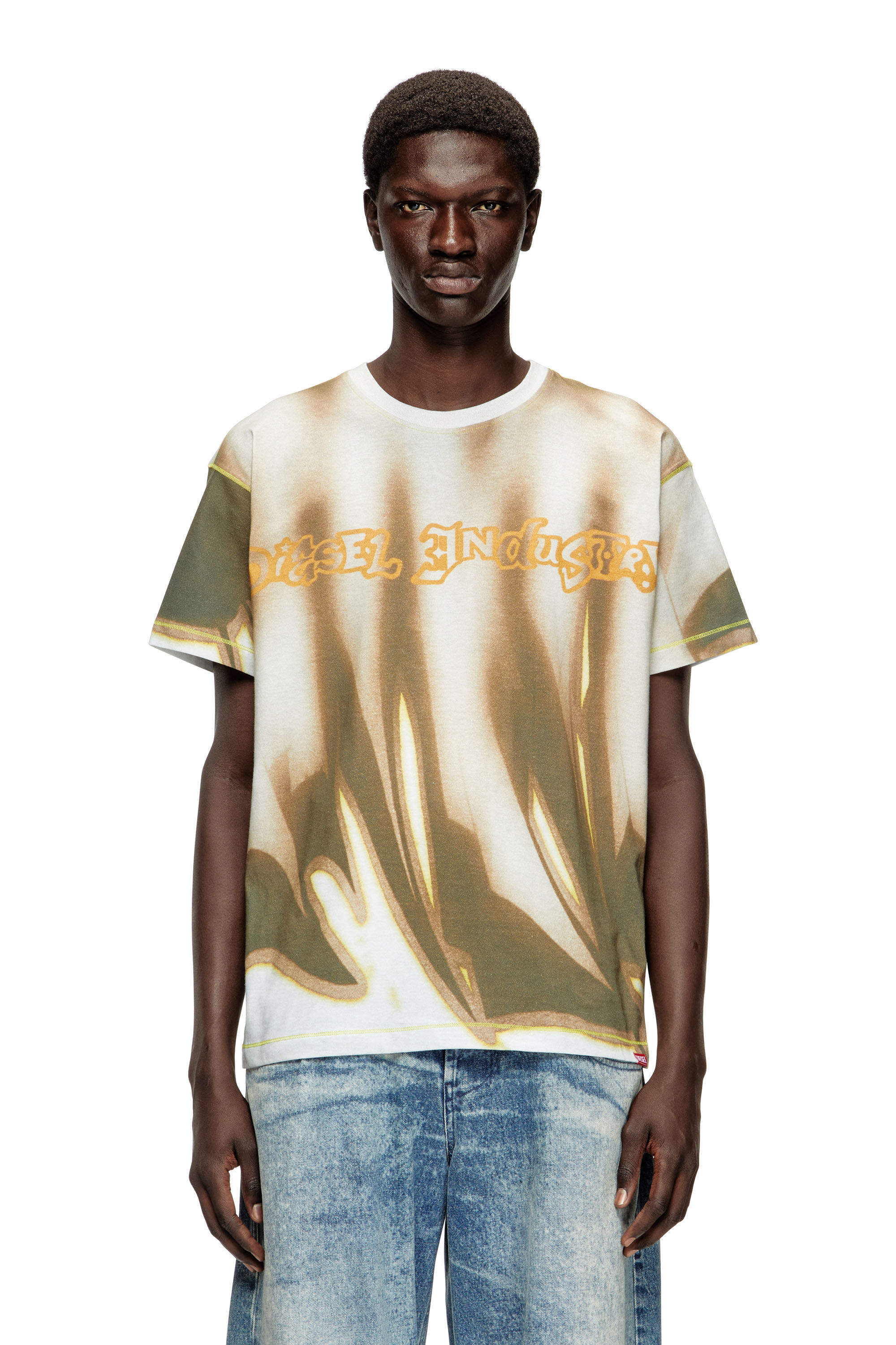 Diesel - T-NORM-SHOW, Herren T-Shirt mit Graffiti-Print in Grün/Grau - 3