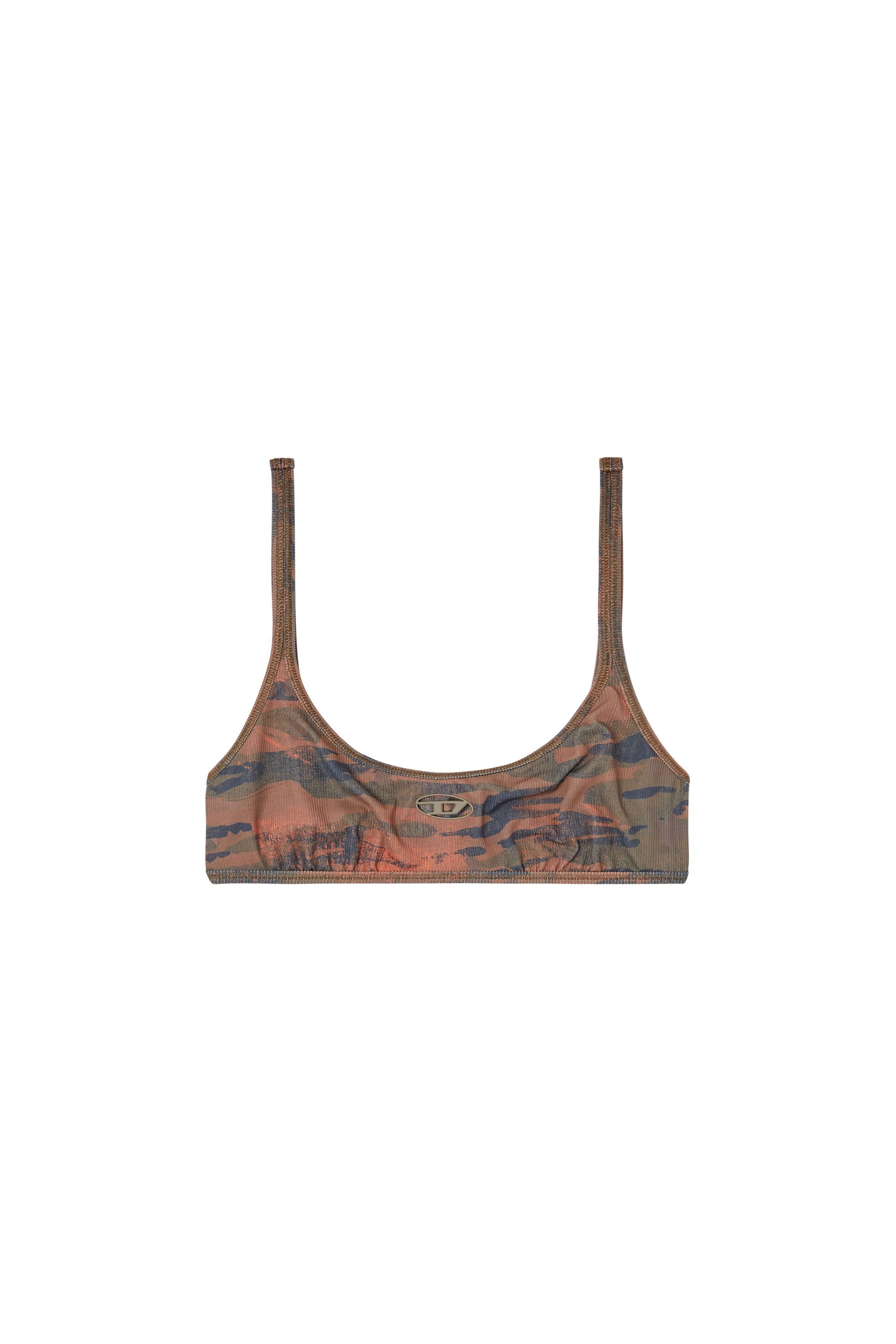 Diesel - UT-BRA-TOP-UTLT, Damen Camo-Bikini-Top mit ausgeschnittenem Logo in Braun - 4