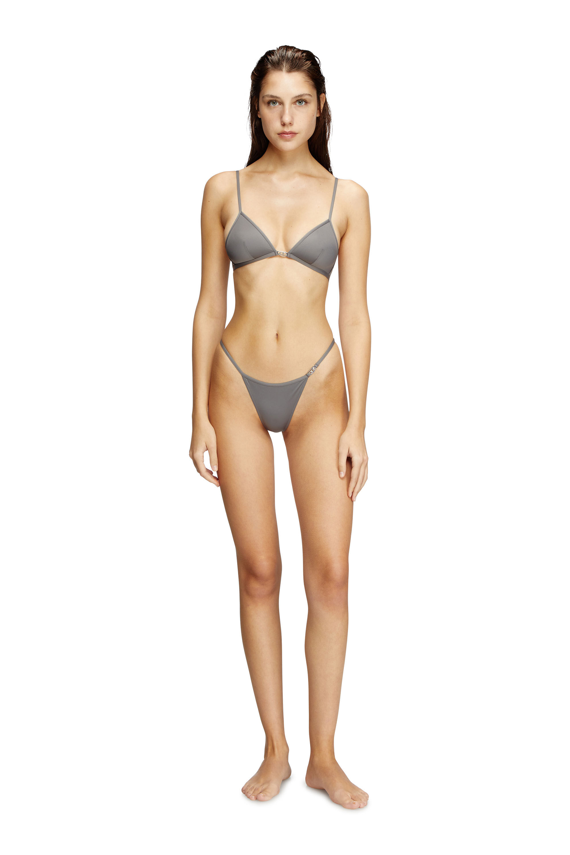 Diesel - LUNA-DNM, Damen Bralette aus Mikrofaser mit Oval D-Detail in Grau - 1