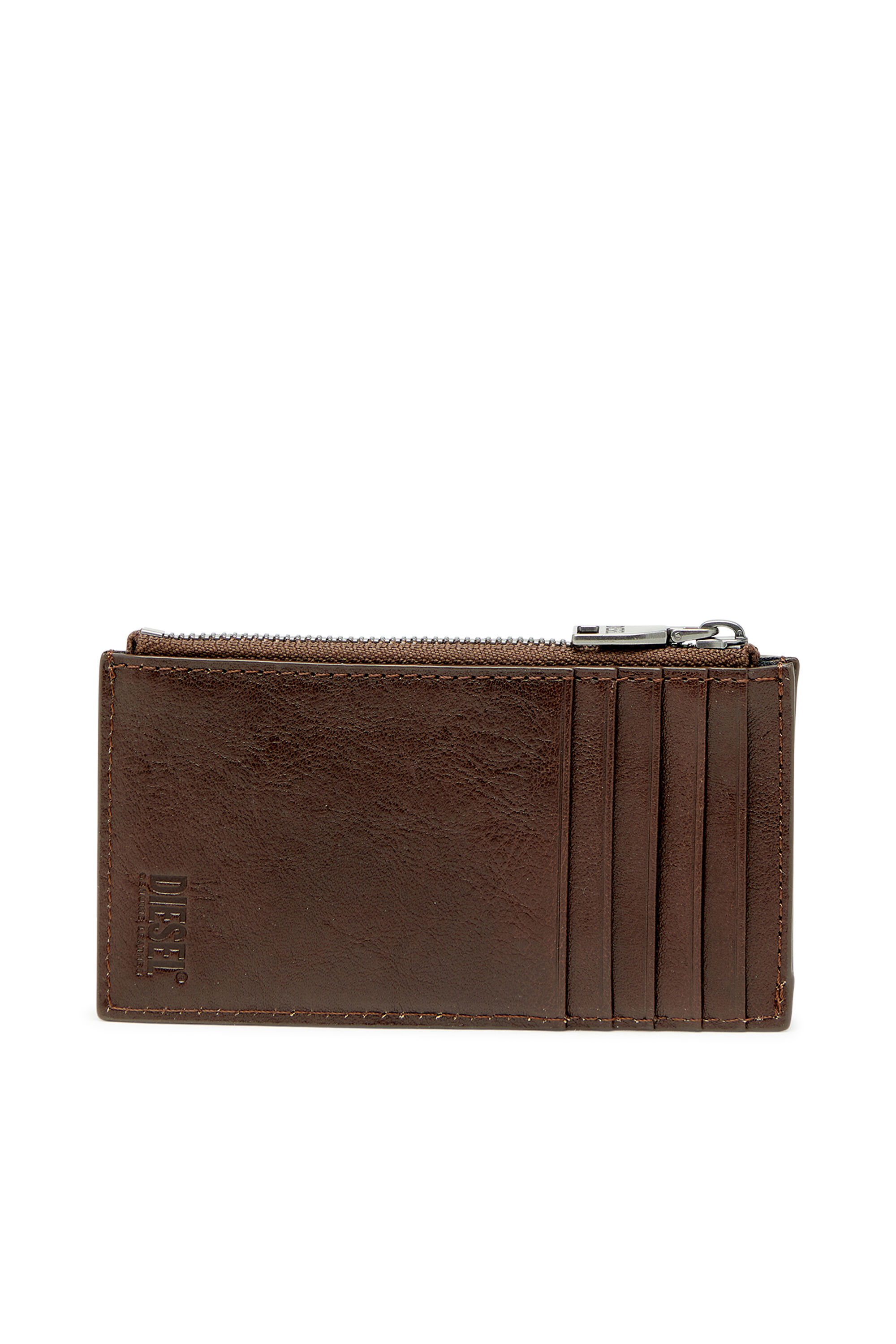 Diesel - FLAG-D CARD HOLDER III, Herren Leder-Kartenetui mit Rei&szlig;verschluss in Braun - 2