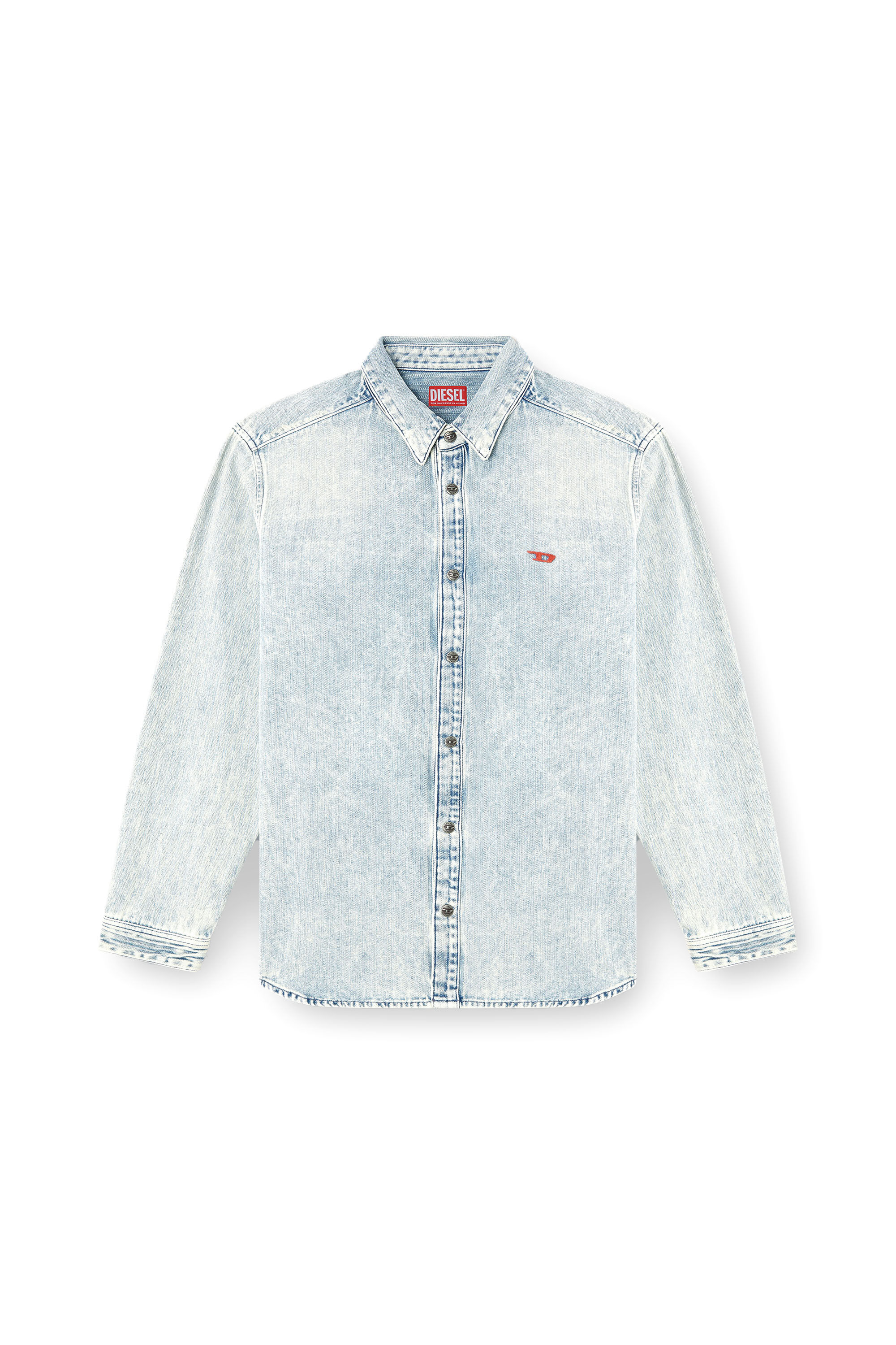 Diesel - D-SIMPLY, Herren Hemd aus Fischgrät-Denim in Hellblau - 2