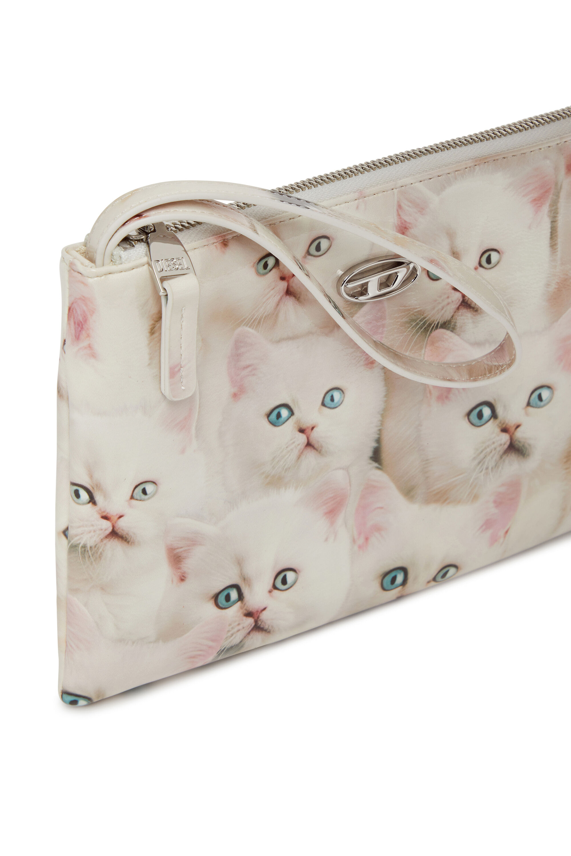 Diesel - PLAY POUCH II, Damen Pouch aus bedrucktem glänzendem PU in Weiß - 5