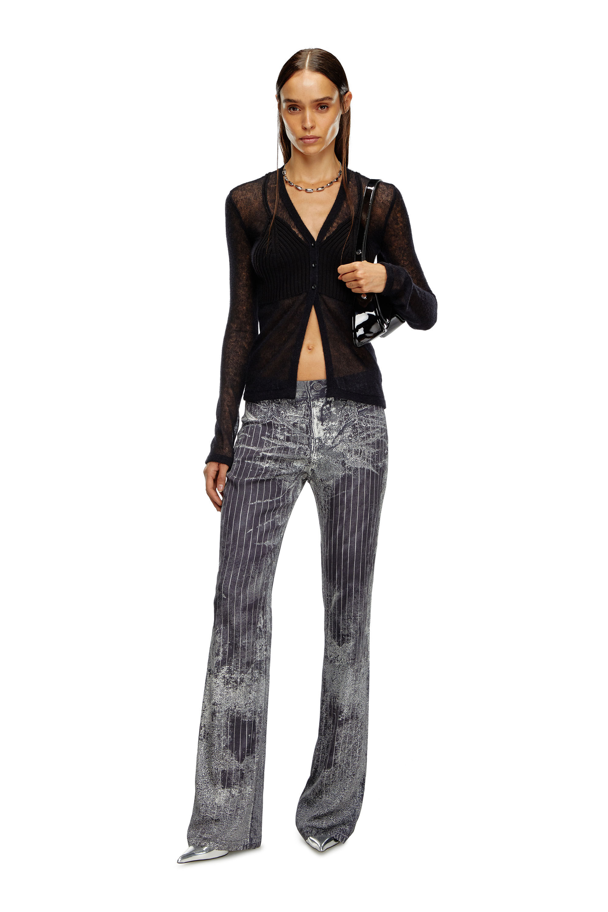 Damen Transparenter Cardigan mit BH-Detail | Schwarz | Diesel