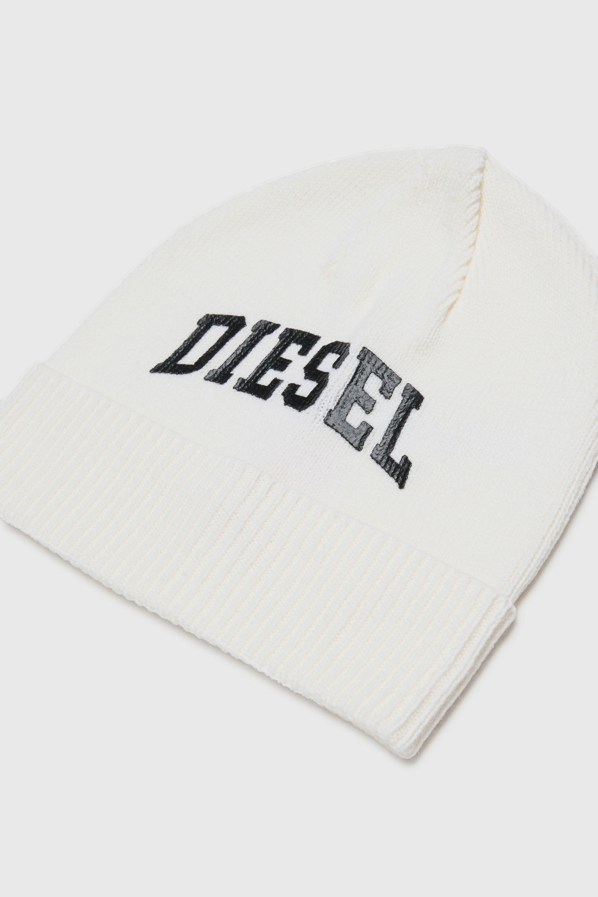 Diesel - FBAND, Unisex Beanie aus Wollmischung mit Logo in Wei&szlig; - 3