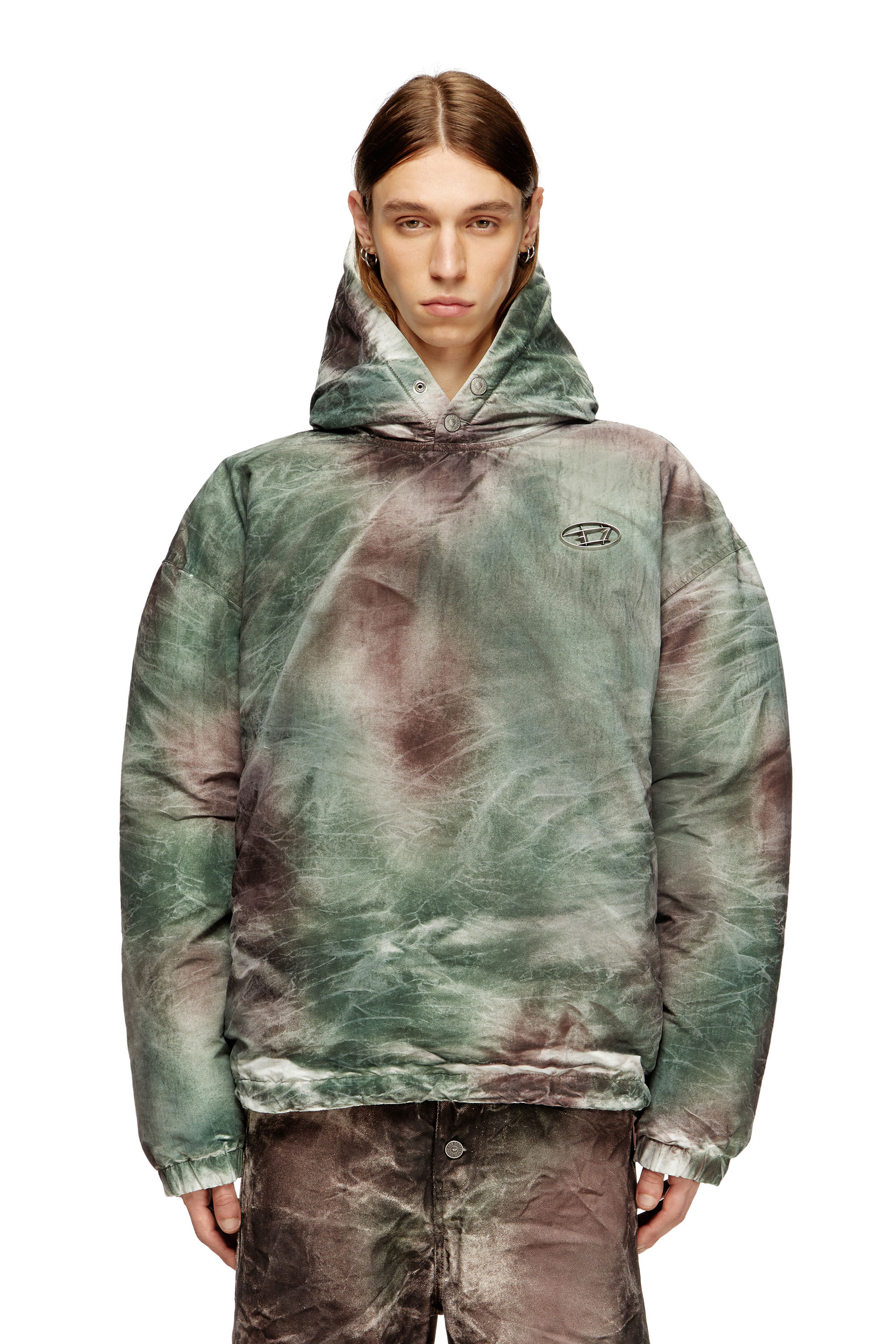 Diesel - W-THUG-JKT-PUFFY, Unisex Gesteppte Kapuzenjacke aus Tarn-Nylon in Braun/Grün - 3