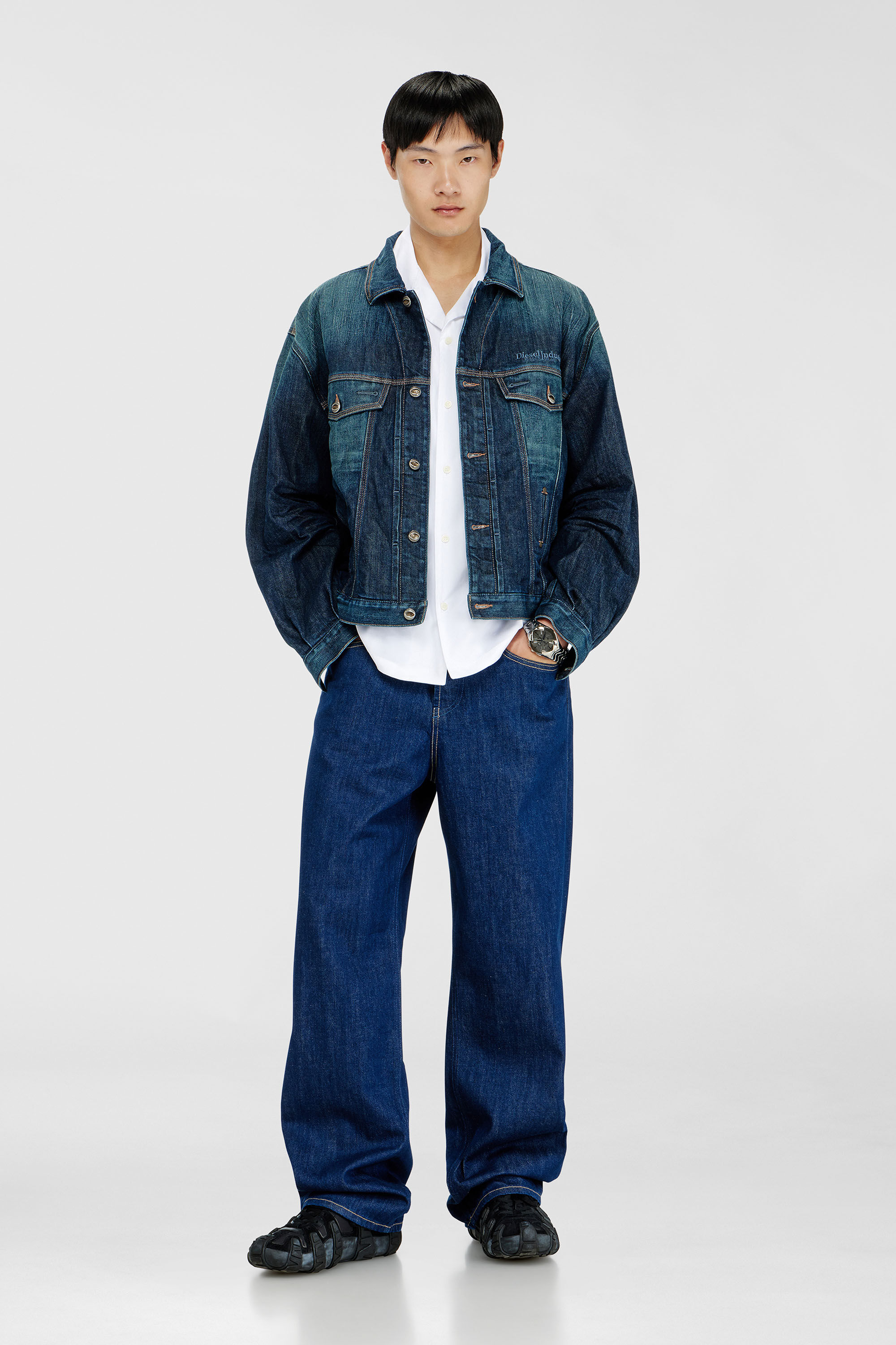 Diesel - S-MAC-GSBH, Herren Stretch-Popeline-Hemd mit Oval-D-Stickerei in Wei&szlig; - 1