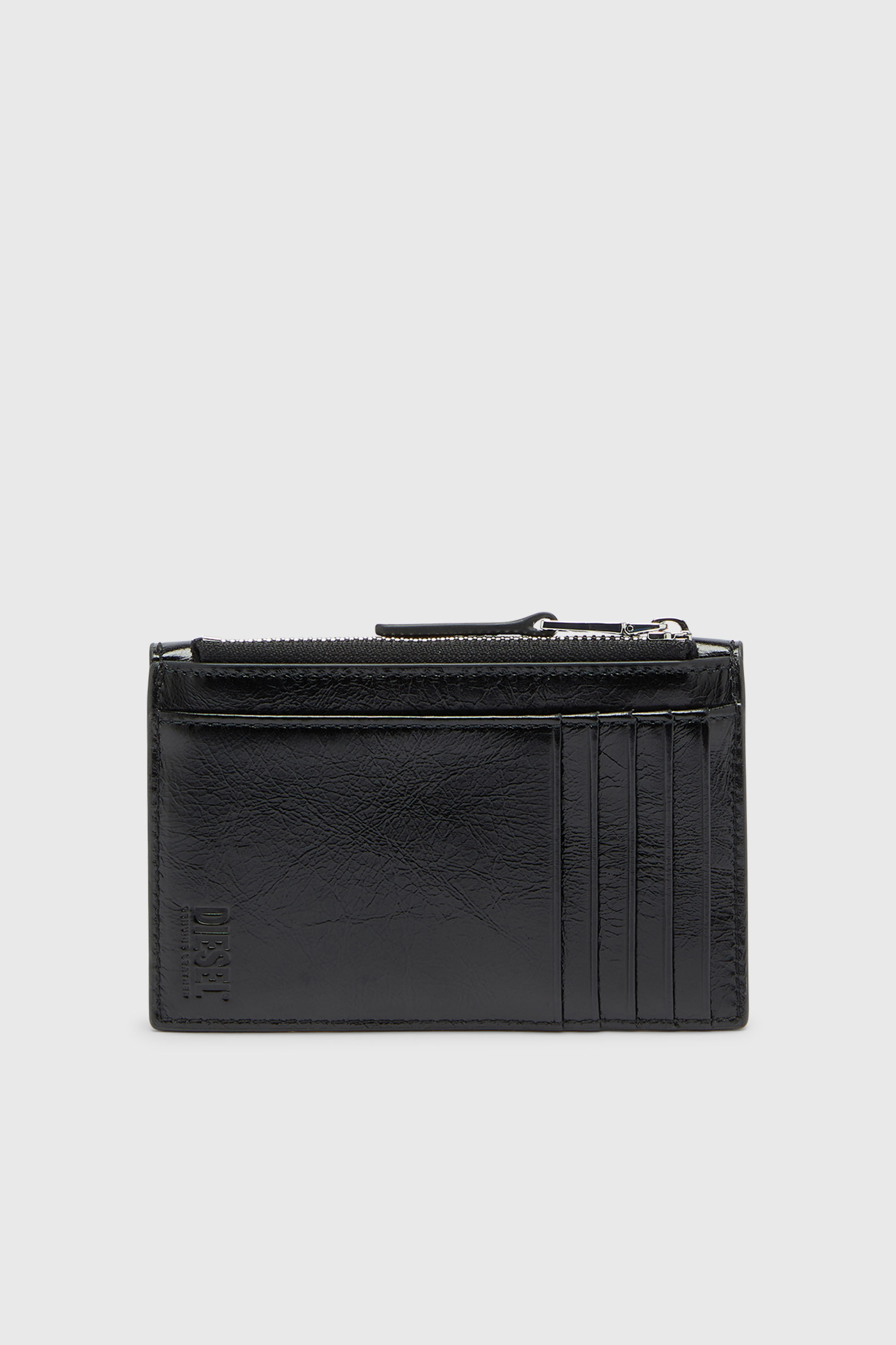 Diesel - D-ENVELOP CARD HOLDER, Woman's Envelope-style card holder in shiny wrinkled leather in Black - 2