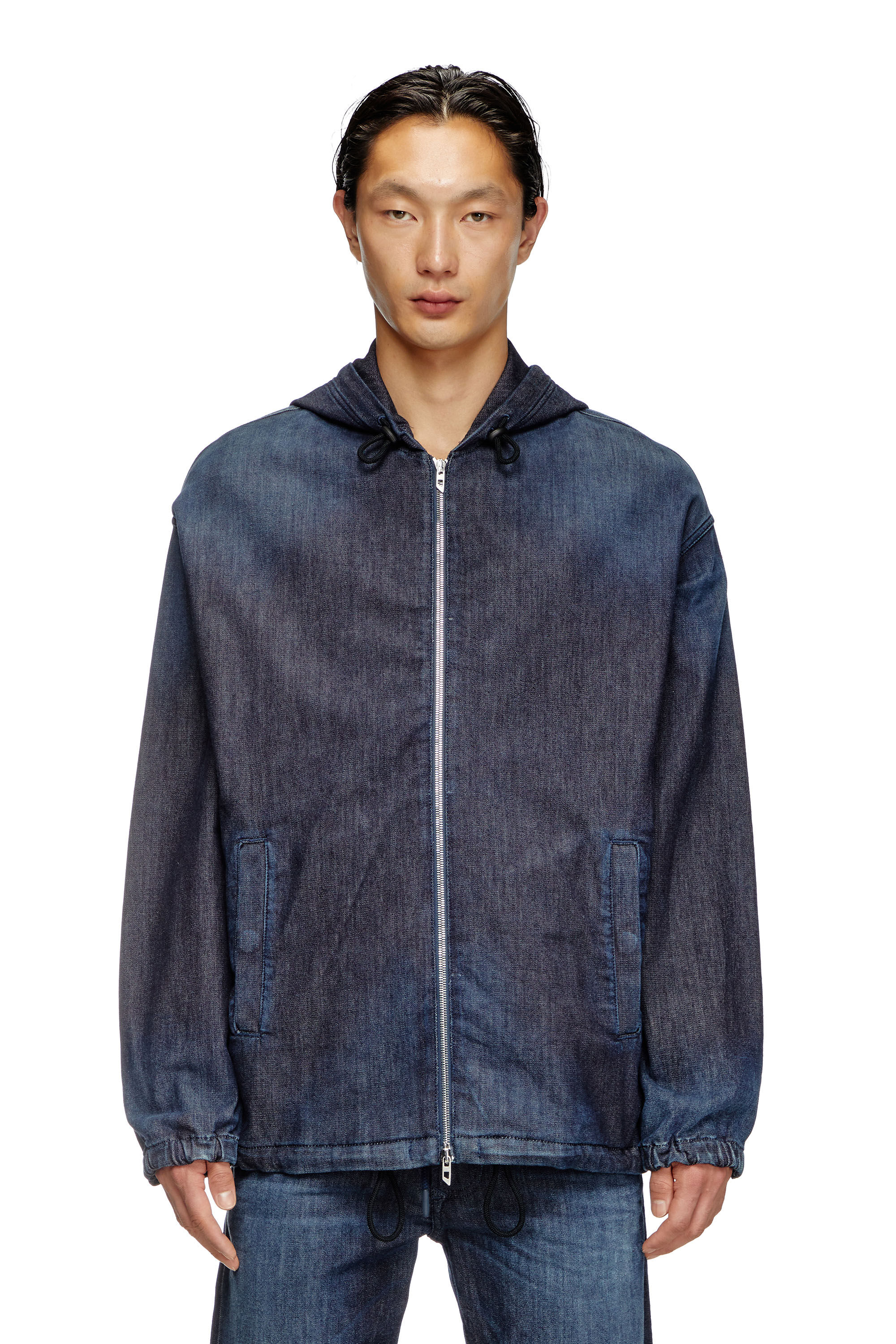 Diesel - D-WYNNY JOGG, Herren Jacke aus JoggJeans mit Kapuze in Dunkelblau - 3