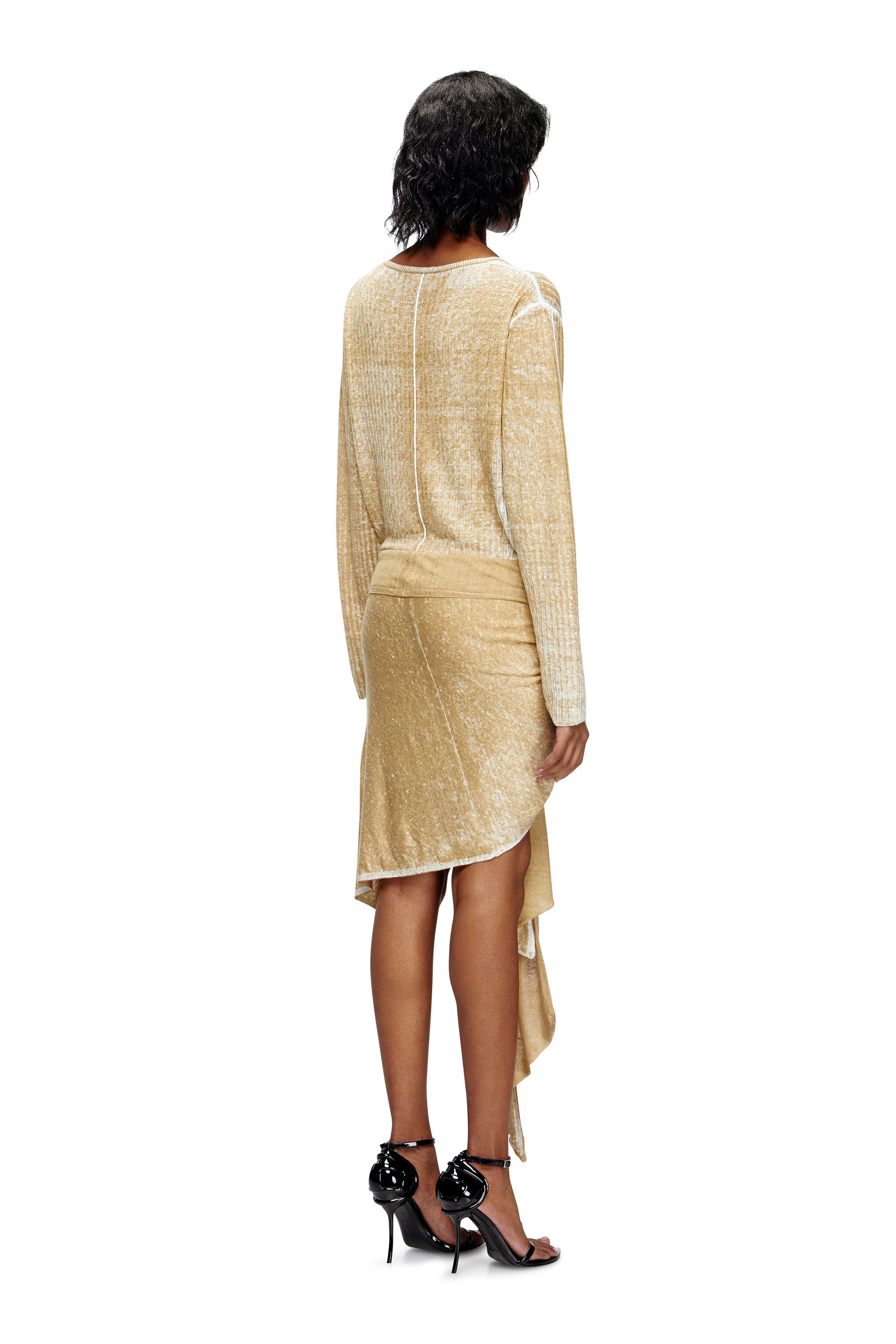 Diesel - M-EGAKNOT, Damen Gestricktes Kleid mit Hüftbindung in Beige - 4