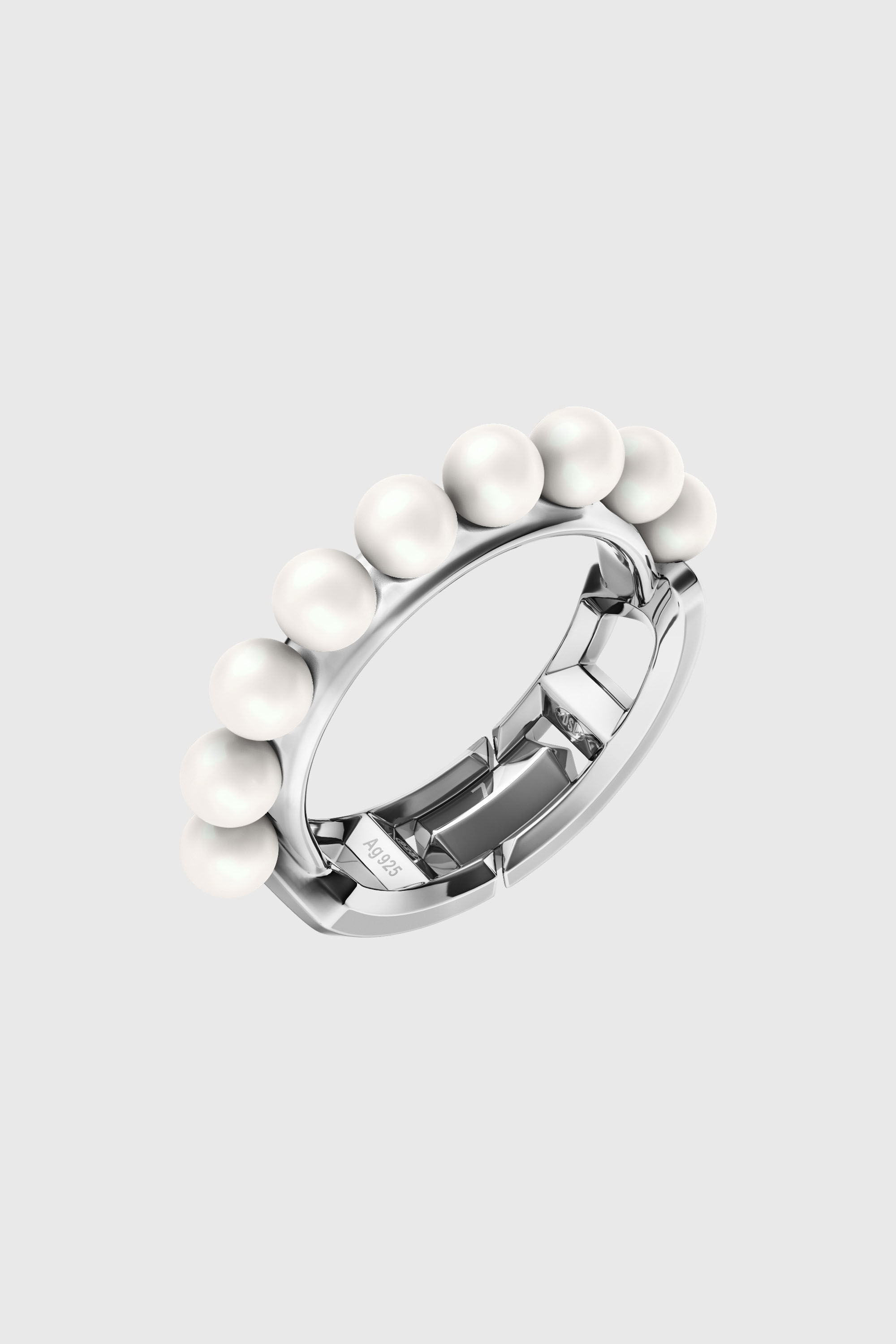 Diesel - DL1370040 STERLING SILVER JEWEL, Unisex Bandring aus Sterlingsilber und Perle in Silber - 1